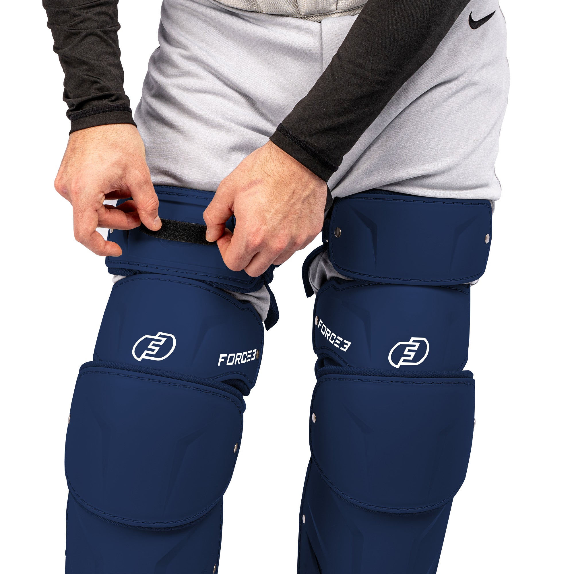 FORCE3 XS3® PRO ELITE Baseball Catcher Leg Guards - Lightweight Protective Gear for PitchCom® System - Perfect for Intermediate Players & Youth Leagues
