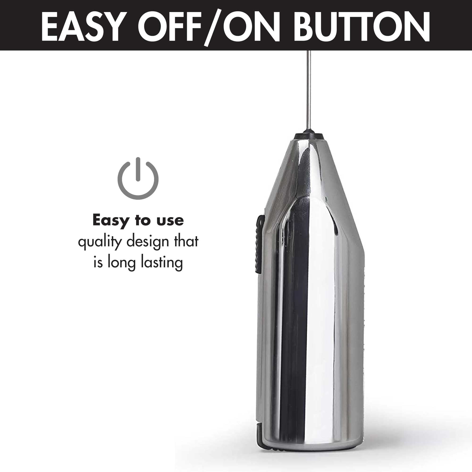 Primula Electric Milk Frother - Chrome Stainless Steel Handheld Frother for Coffee, Latte, Cappuccino - Perfect for Home, Office & Cafe Use