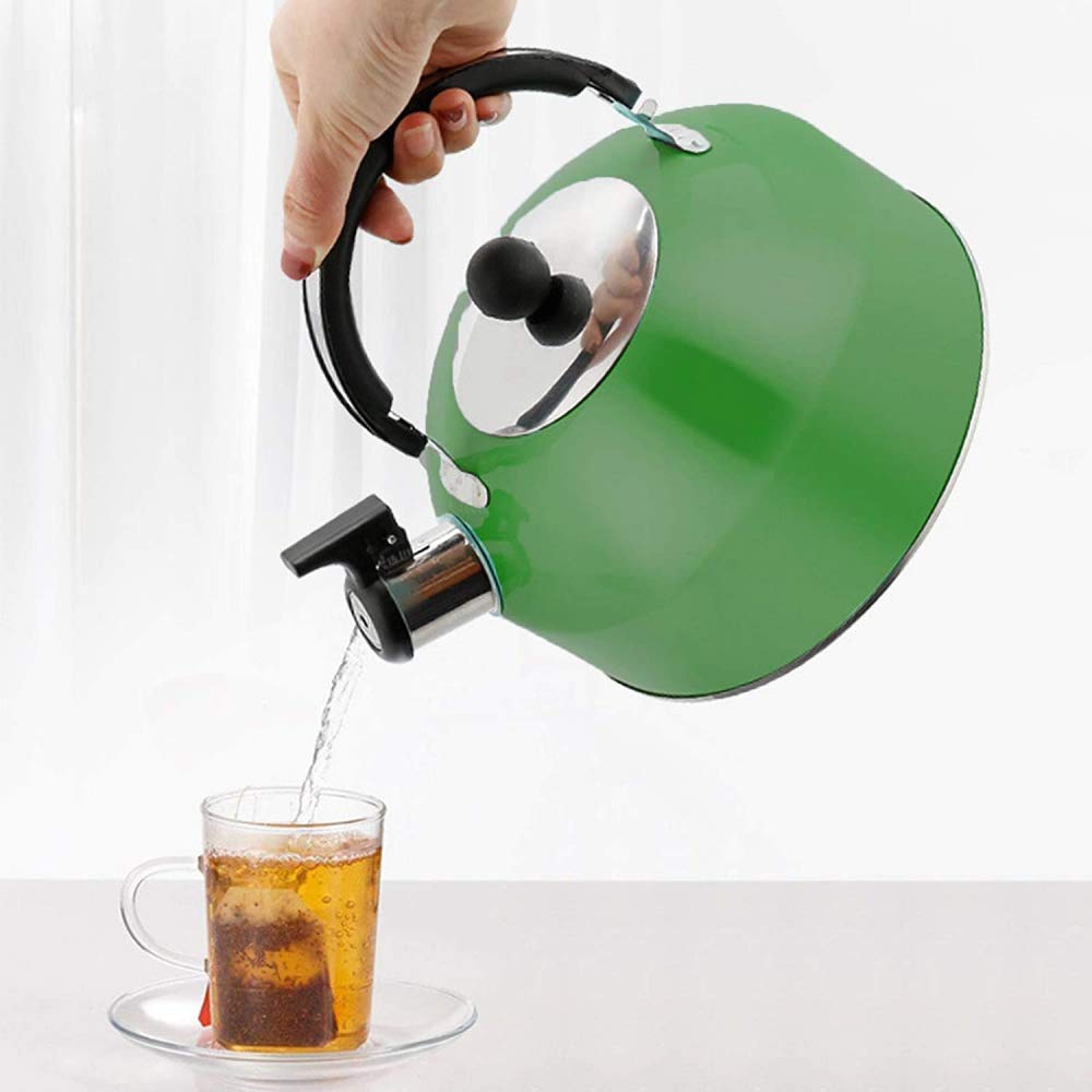 Premium Stainless Steel Whistling Tea Kettle - 3L Stovetop & Induction Compatible, Thickened Hemispherical Design for Home Kitchen, Camping & Outdoor Tea Brewing - Classic White