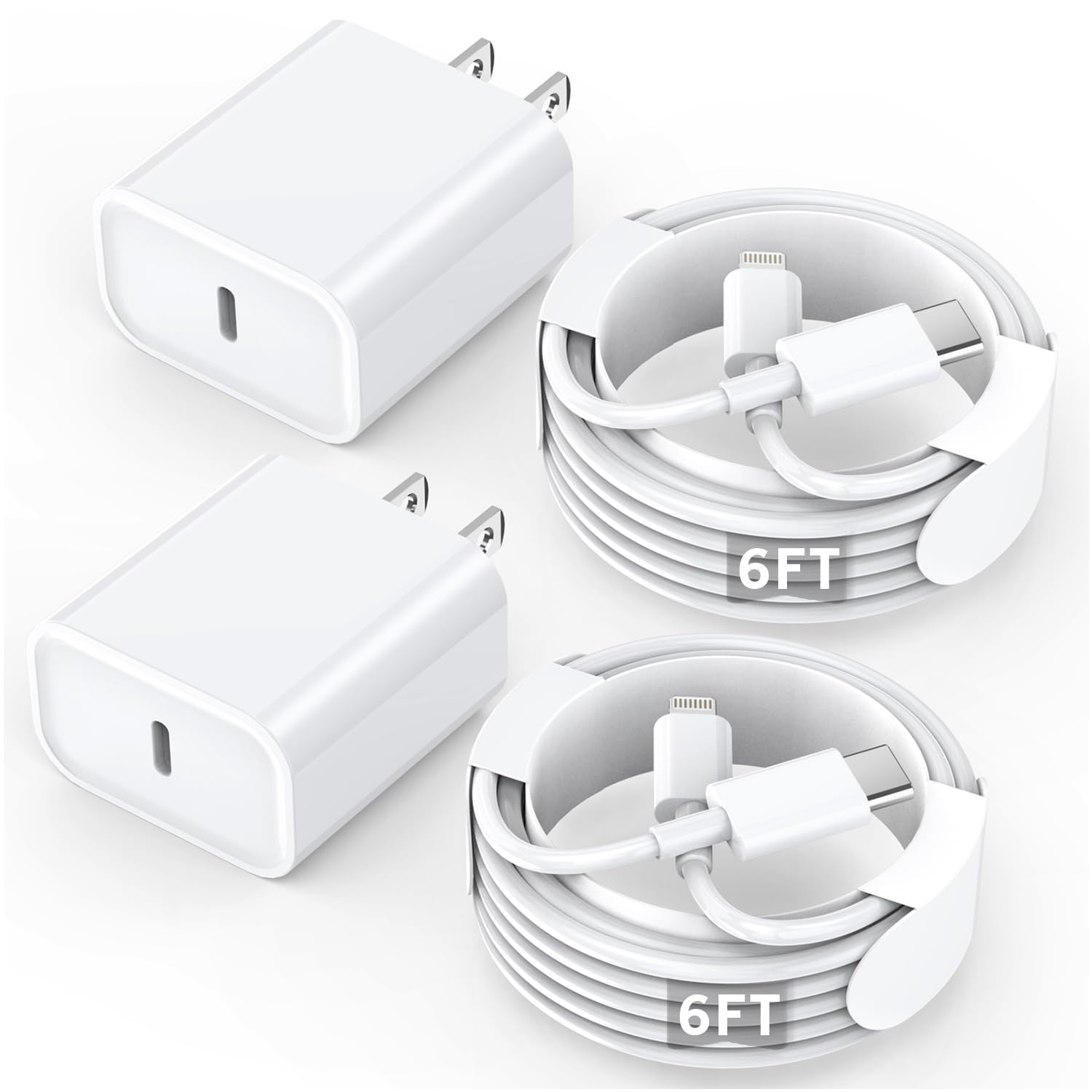 Fast Charger for iPhone 14/13/12/11/XS/XR/SE & iPad - 2 Pack PD Type C USB C to Lightning Cable with 6FT Quick Charge Power Adapter - Perfect for Home, Office & Travel Charging