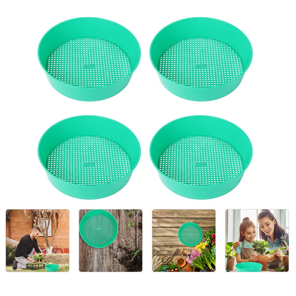 Hemoton 4-Piece Plastic Soil Sieve Set - Durable Garden Sifting Pans for Soil, Compost & Mulch | Multi-Functional Gardening Classifier & Sifter Tool for Planting, Landscaping & Potting Mixes