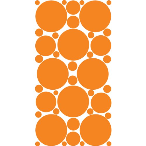 Bright Orange Polka Dot Wall Stickers - 5 Inch Variety Sheet for Home Decor