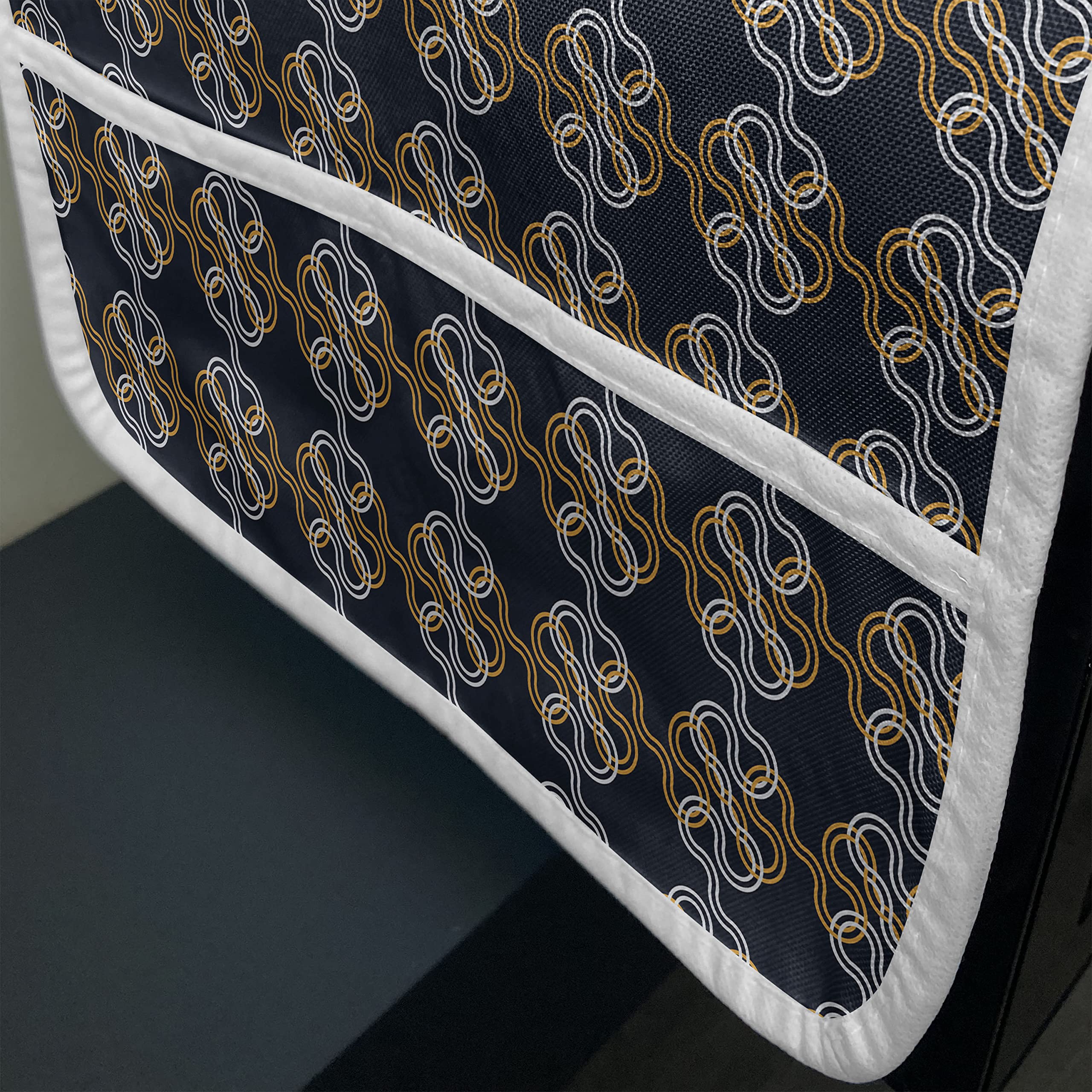 Ambesonne Modern Abstract Microwave Cover with Interlacing Lines & Knots Design - Water Resistant Kitchen Organizer with Pockets - 36