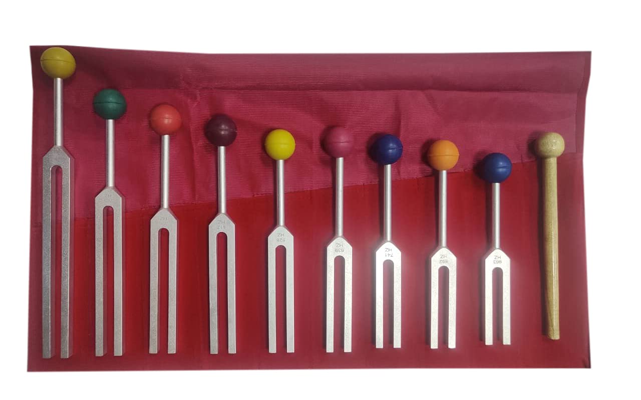 9-Piece Solfeggio Tuning Forks Set with Activator & Carrying Pouch | Sound Healing Therapy Tools for Meditation, Chakra Balancing & Energy Work by Tools For Wellness