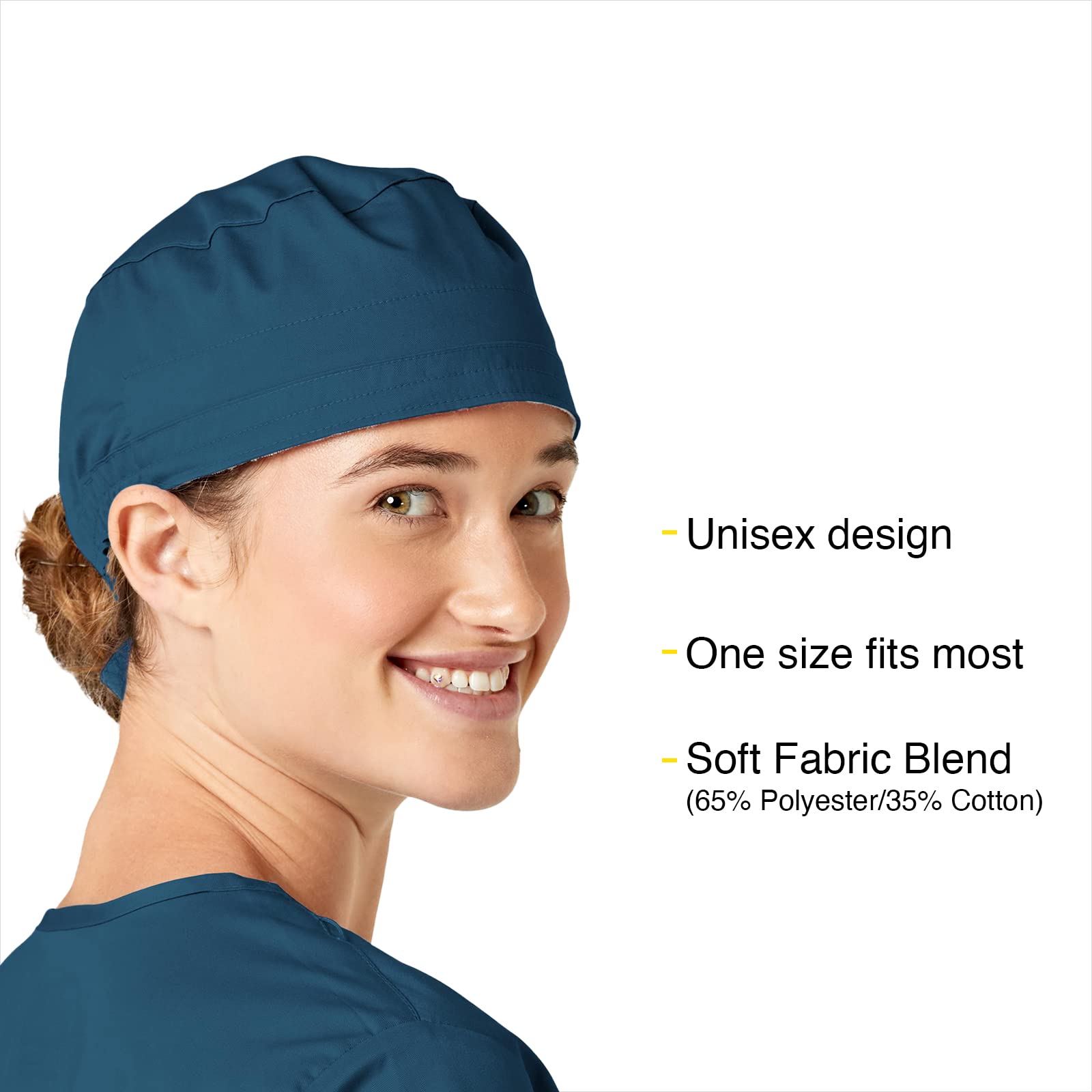 WonderWink Tie Back Scrub Cap - Adjustable Medical Hat for Nurses & Doctors - Comfortable & Breathable Surgical Head Cover for Hospitals & Clinics - Perfect for Healthcare Professionals & Students