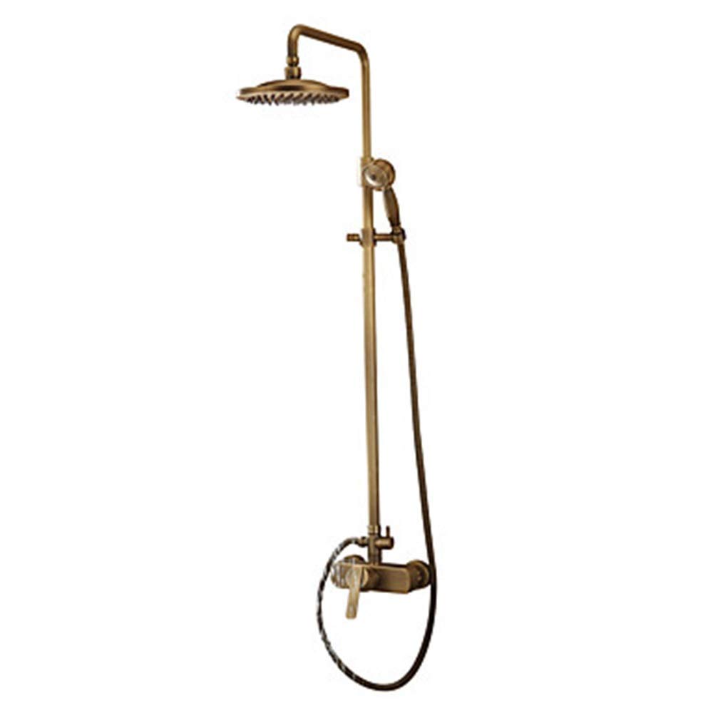 Antique Full Copper Shower Faucet Set - Hot & Cold Water Bathroom Shower System with Vintage Design for Classic Home Decor & Spa Experience