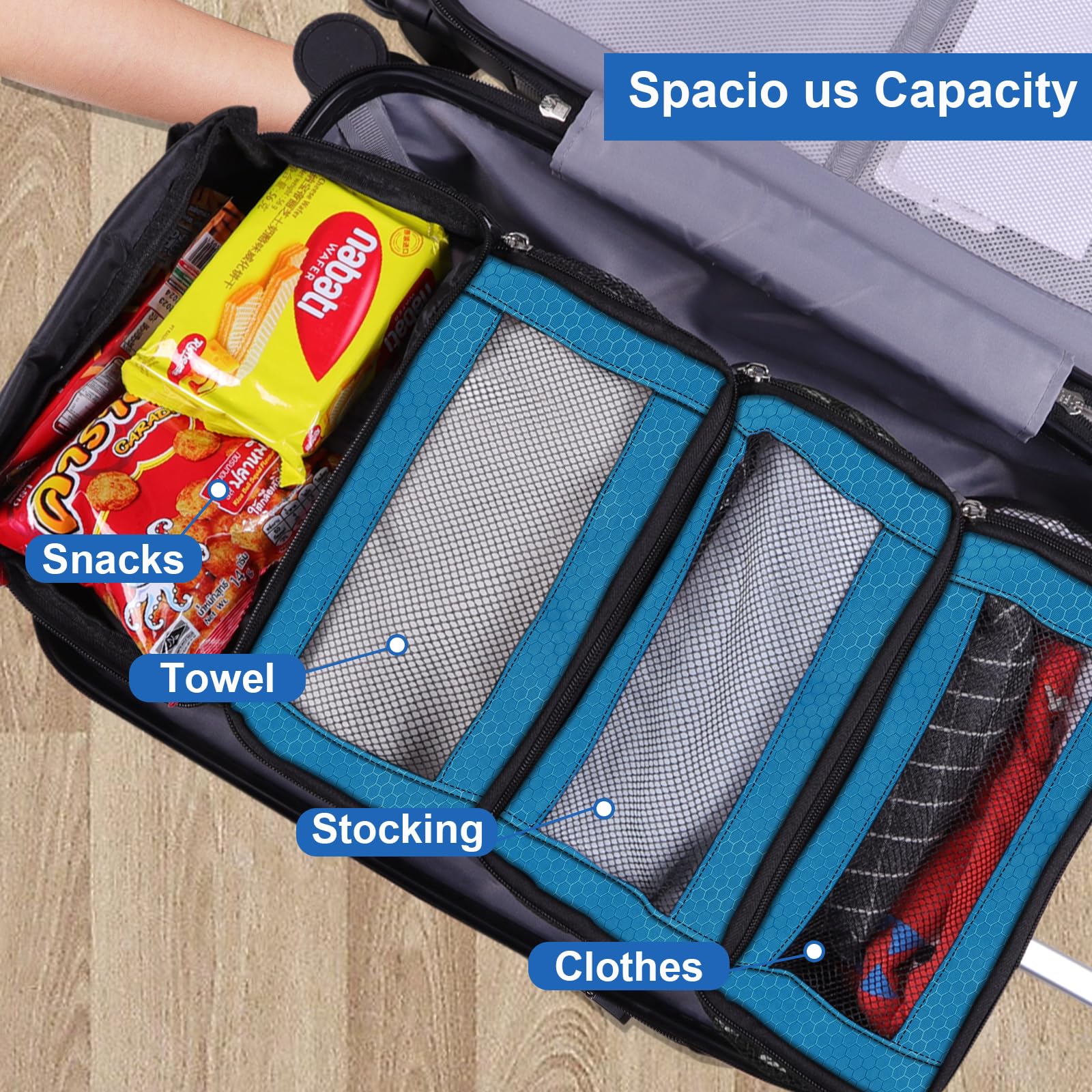 Portable Hanging Travel Organizer - Collapsible Suitcase Packing Cubes for Carry-On Luggage | Perfect for Business Trips, Vacations & Weekend Getaways