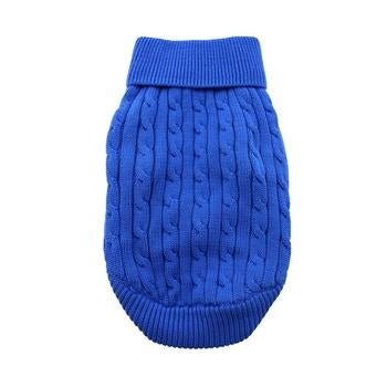 Premium Combed Cotton Cable Knit Dog Sweater for Small Medium Large Breeds - Soft Warm Winter Pet Clothing in Riverside Blue - Perfect for Outdoor Walks & Holiday Photos
