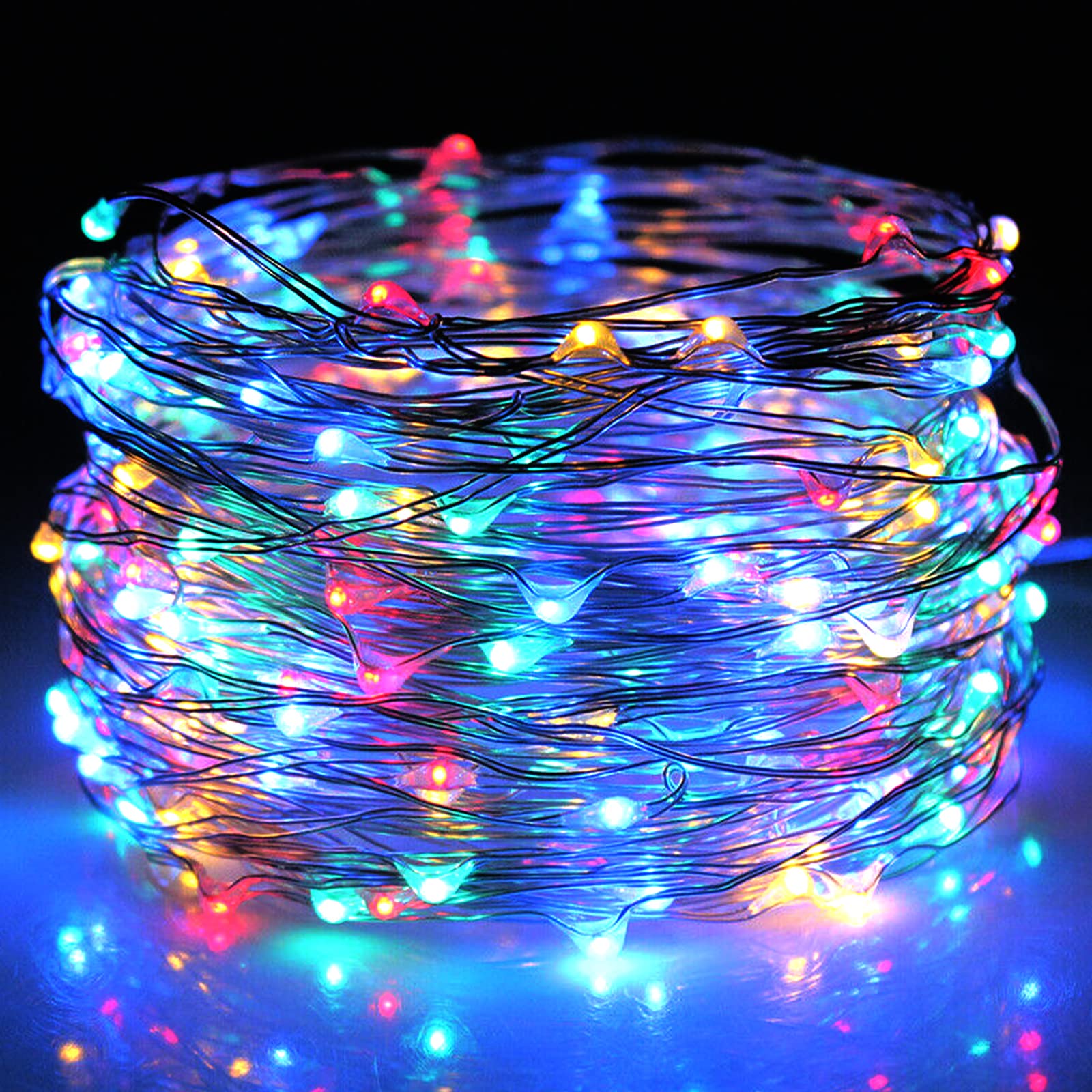 33FT/10M 100 LED Battery Operated Waterproof Fairy String Lights with 2 Modes - Multicolor Copper Wire Lights for Indoor Outdoor Decor, DIY, Parties, Christmas, Wedding, Garden & Home Decoration
