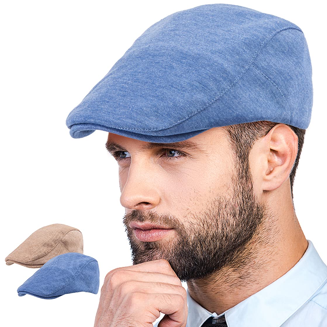 LADYBRO 2-Pack Unisex Flat Cap Newsboy Hat for Men & Women - Vintage Scally Cap Summer Golf Hat for Outdoor Activities, Casual Wear & Fashion Accessories