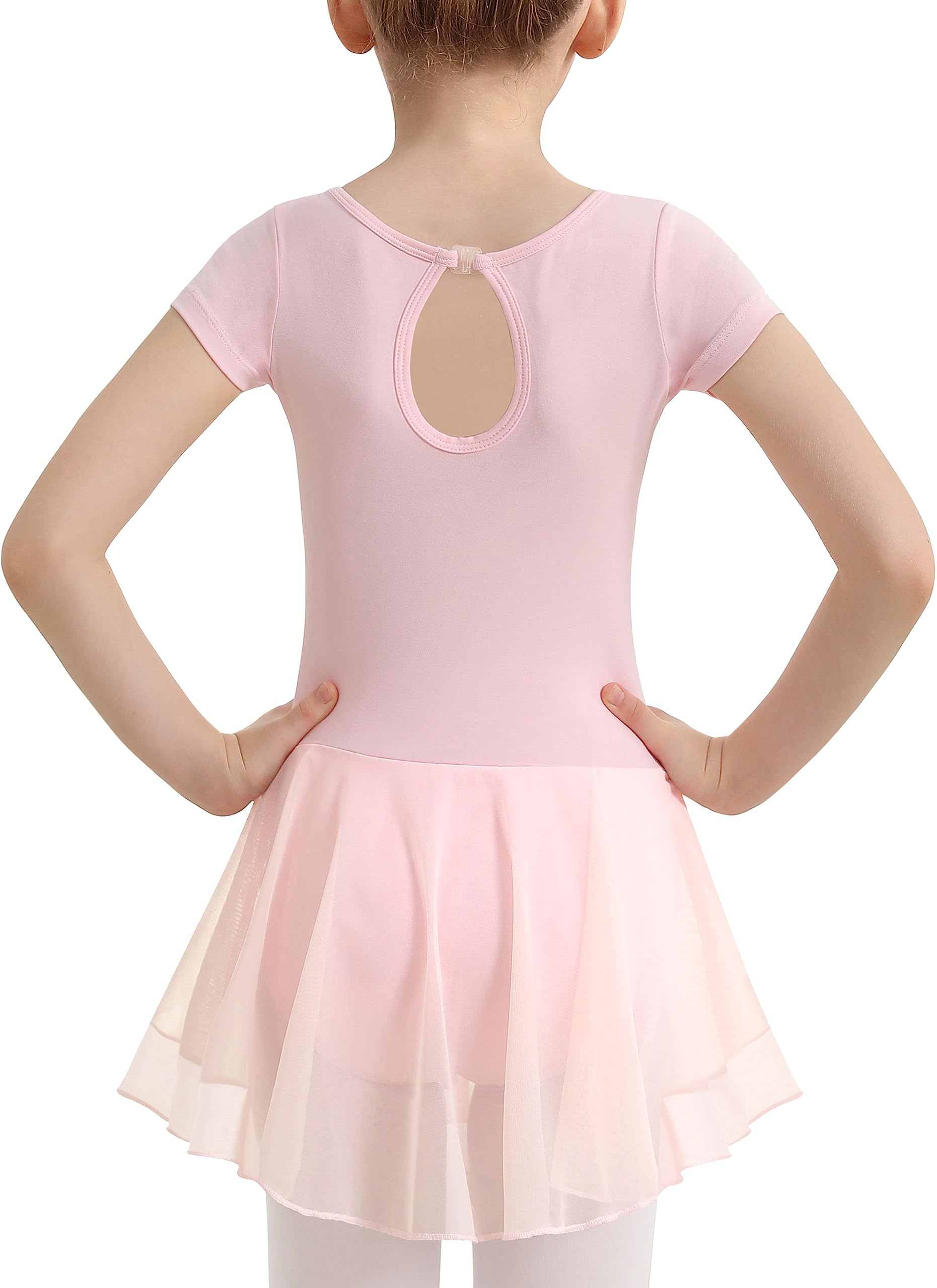 WYHDY Girls Ballet Leotards - Hollow Back Short Sleeve Skirted Dance Dress for Toddler, Little & Big Girls | Perfect for Ballet Class, Recitals & Dance Performances