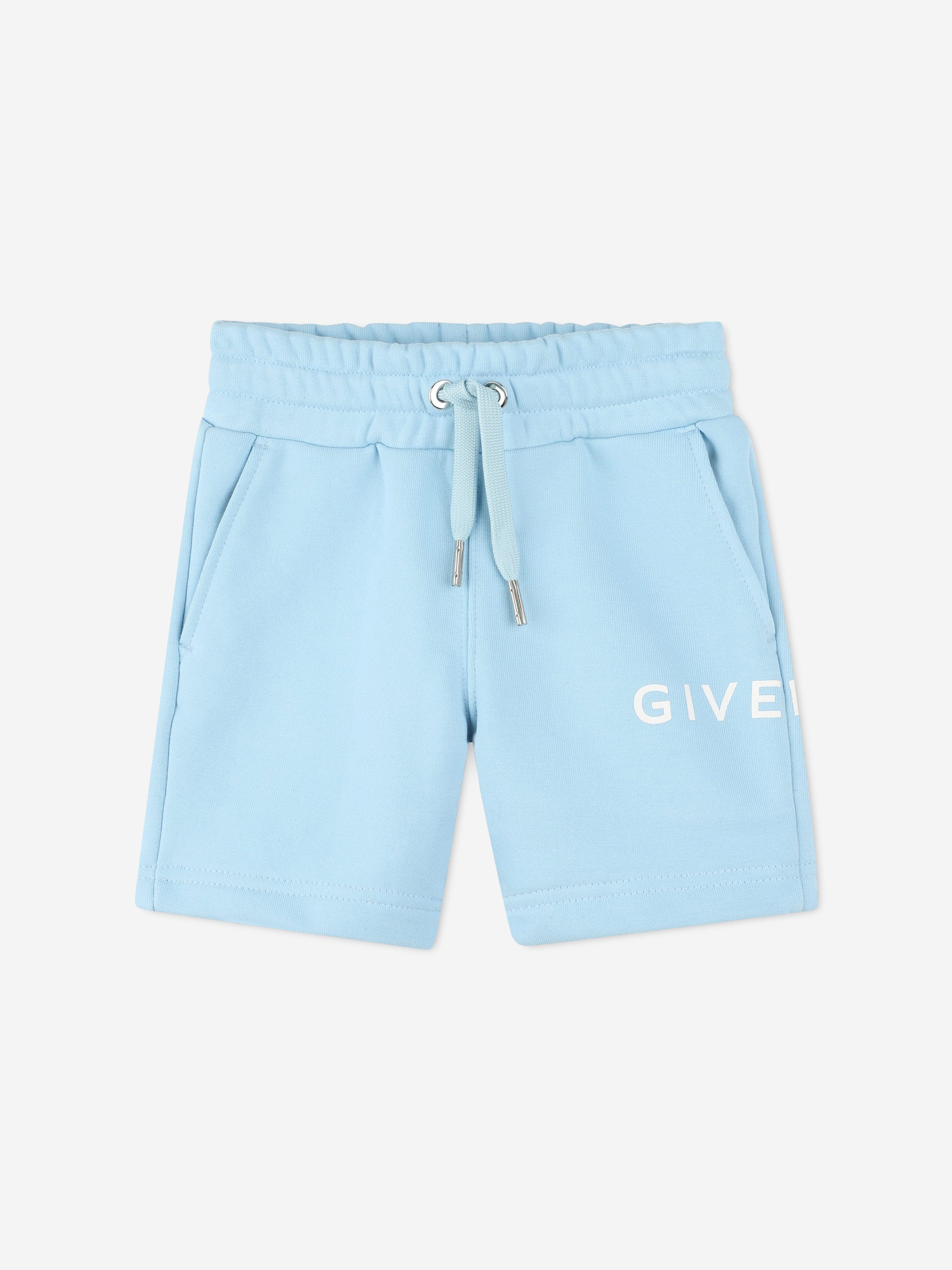Baby Boys Blue Logo Print Shorts - Comfortable Cotton Casual Shorts for Playtime, Outings & Summer Activities