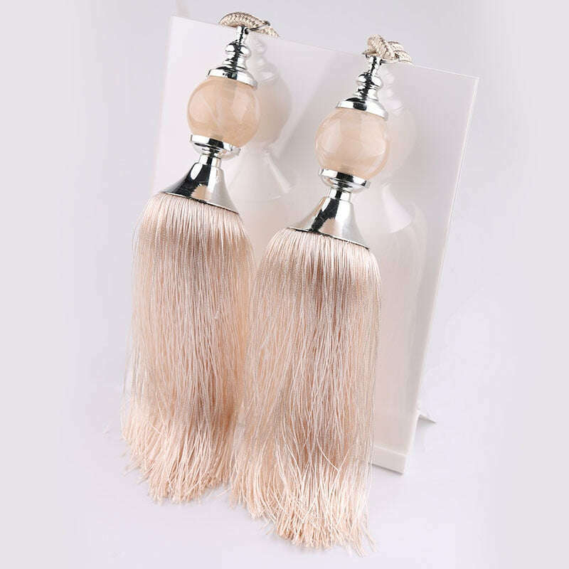 Elegant Kara Poly Jade Ball Tassel Curtain Tieback Holder - Stylish Window Drapes Accessory for Living Room, Bedroom & Home Decor
