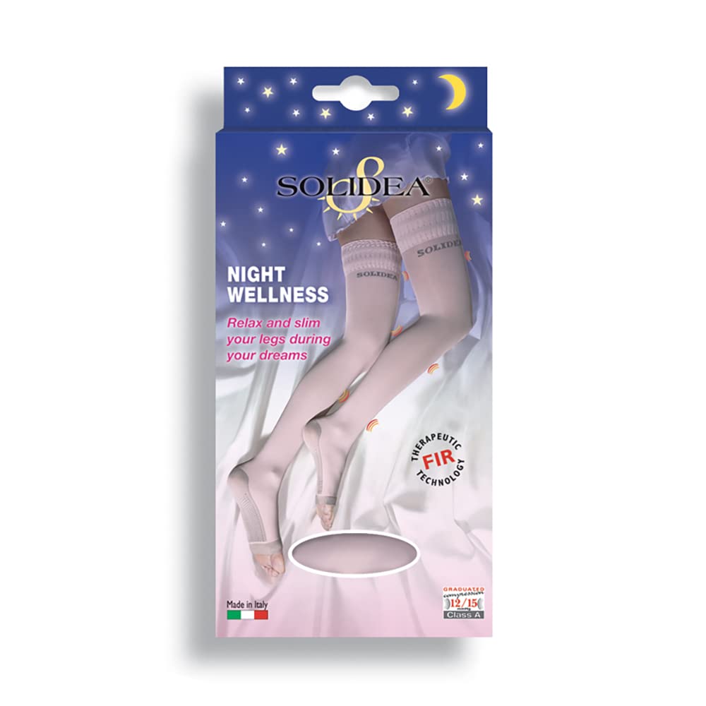 Solidea Wellness Night Compression Stockings for Women - Pink, Size 4-L - Improve Circulation & Reduce Swelling for Travel, Pregnancy & Recovery