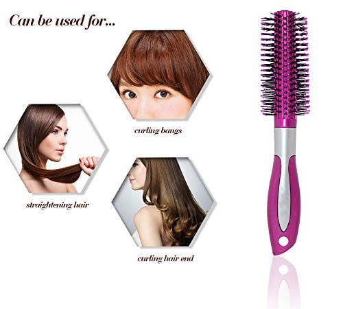 AASA Round Hair Brush with Soft Nylon Bristles for Smooth Styling - Volumizing & Detangling Hair Brush for Women & Men - Perfect for Blowouts, Curls & Daily Hair Care (Dark Pink, Pack of 1)