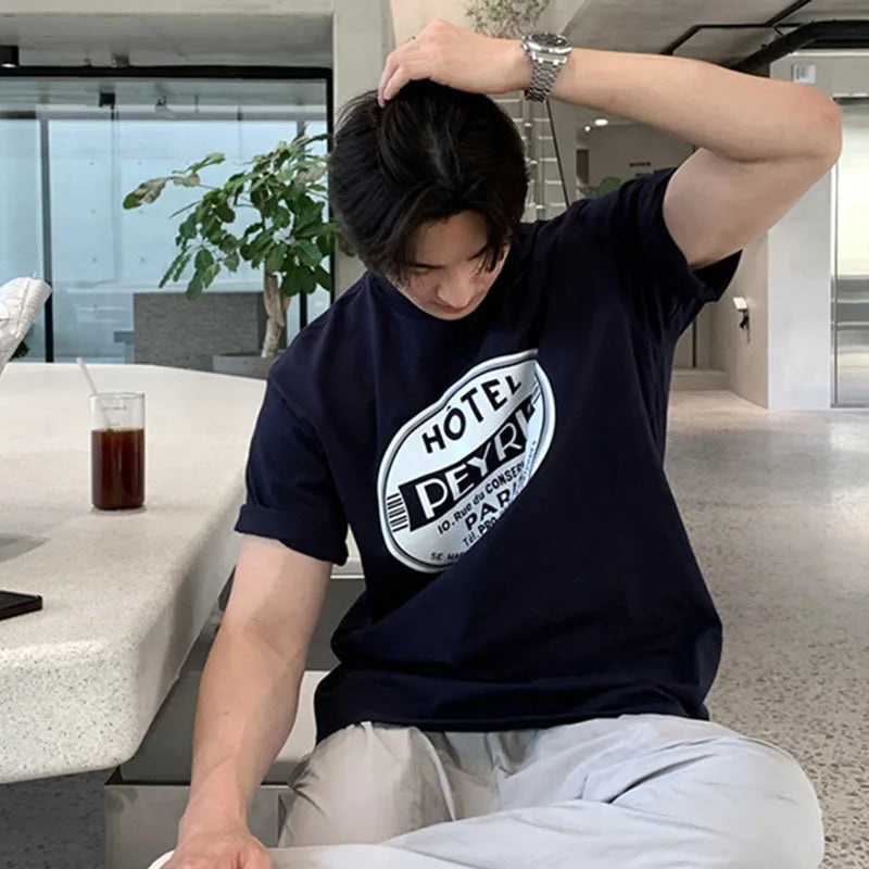American Style Men's T-Shirts | Casual Printed Short Sleeve Tees | Round Neck Loose Fit Top | Summer Fashion Trend (9C6744) - Perfect for Casual Outings, Beach Wear & Everyday Comfort