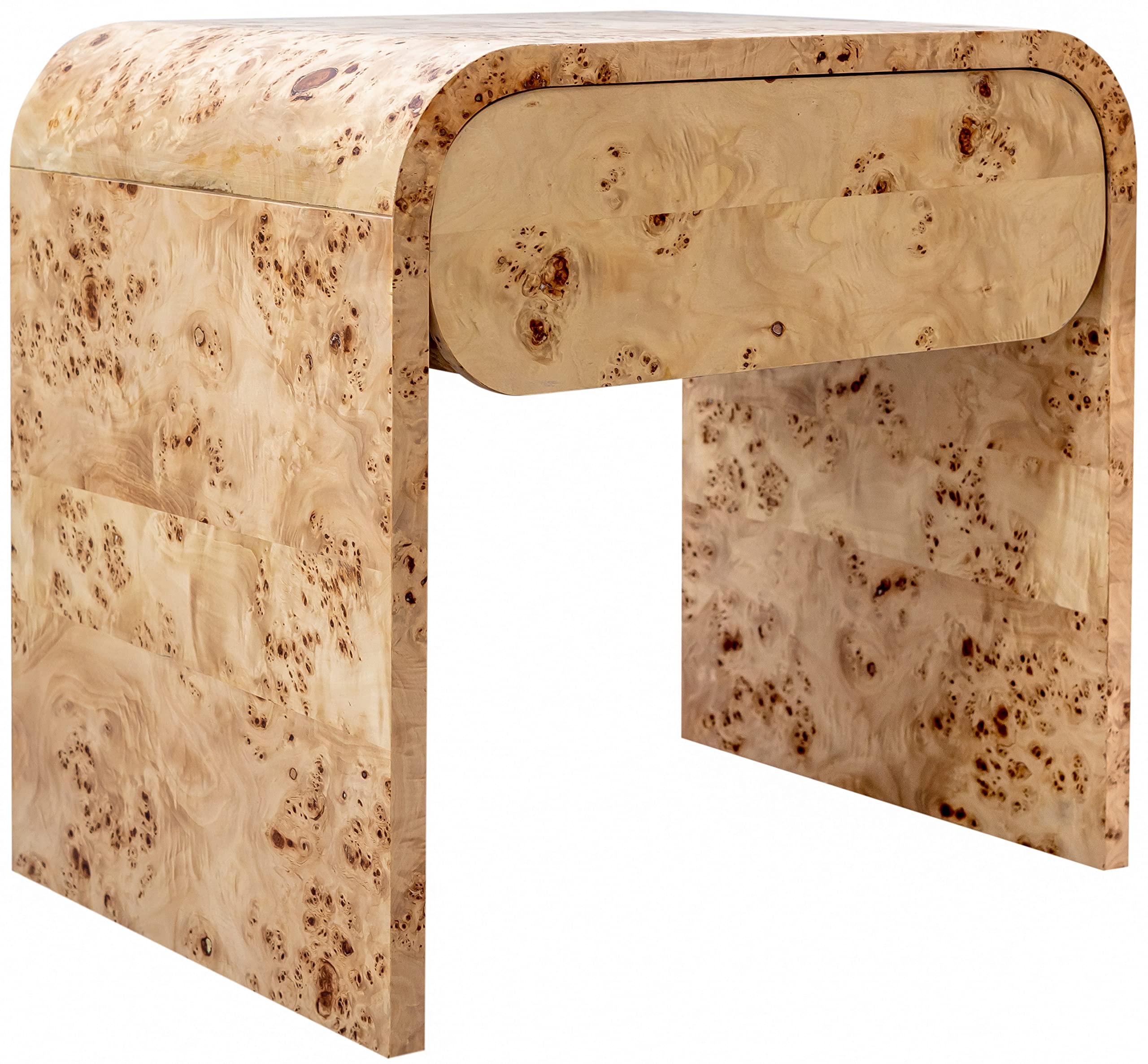 Meridian Furniture 863-NS Cresthill Collection Mid-Century Modern Nightstand - Natural Burl Wood, 24