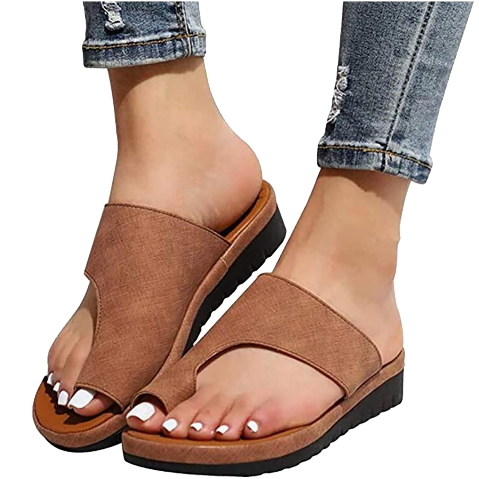 Women's Casual Summer Split Toe Wedge Sandals - Comfortable Beach Flip Flops for Walking, Travel & Outdoor Activities