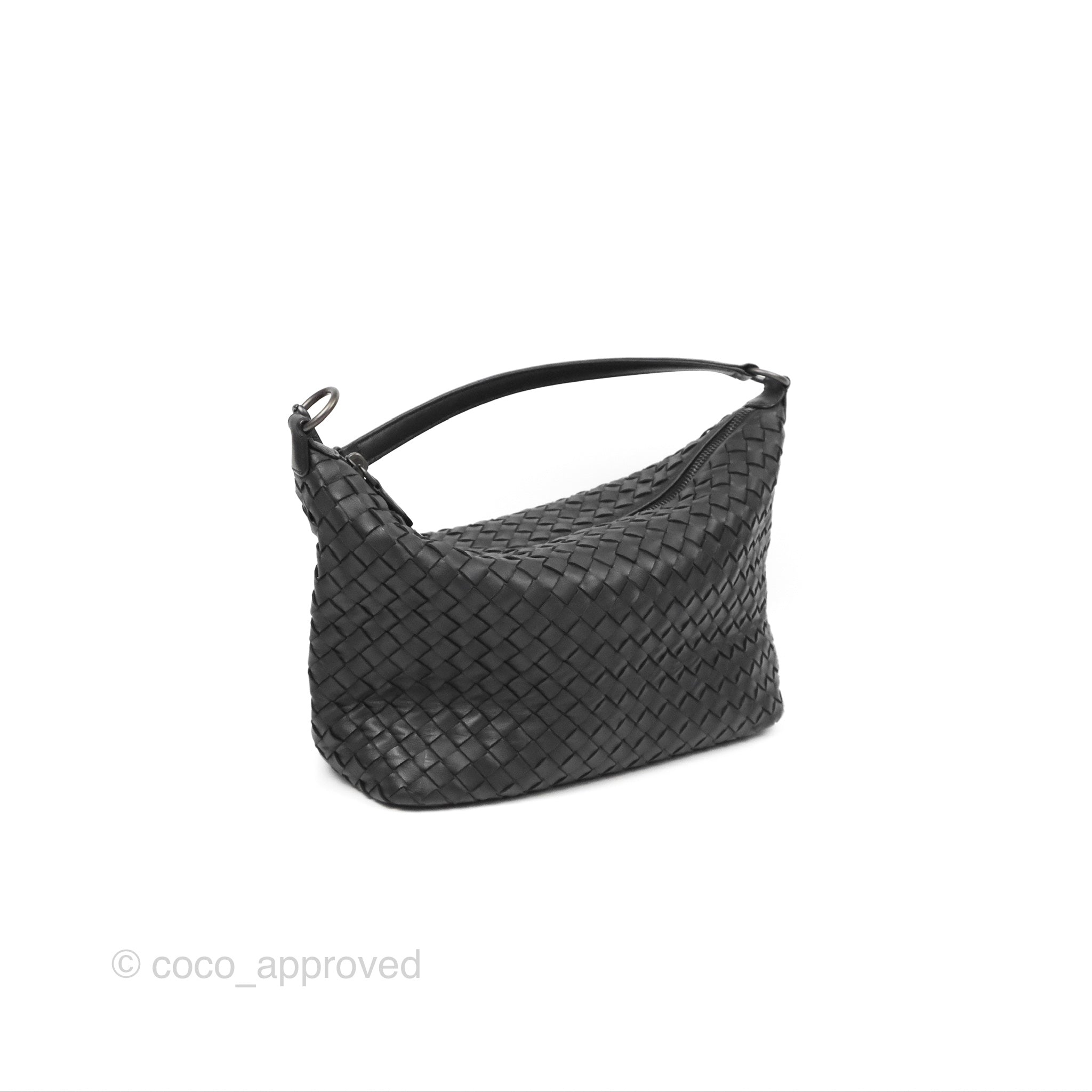 Bottega Veneta Black Nappa Intrecciato Leather Shoulder Bag for Women | Luxury Designer Handbag for Work, Travel & Everyday Use