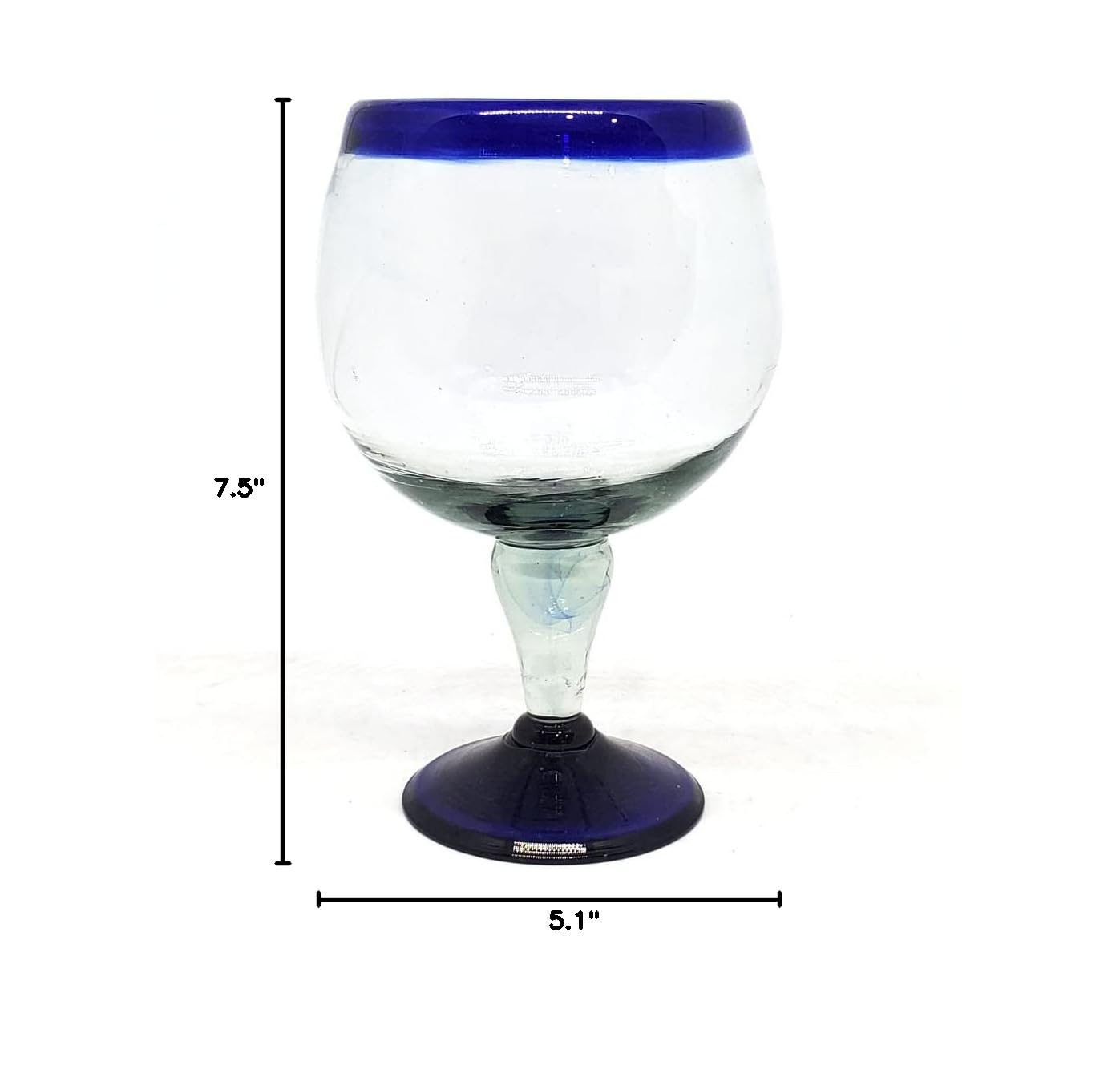 Premium Cobalt Blue Rim 24 oz Shrimp Cocktail Glasses - Set of 6 Recycled Lead-Free Glassware for Elegant Dining & Entertaining | Perfect for Cocktails, Desserts & Party Serving