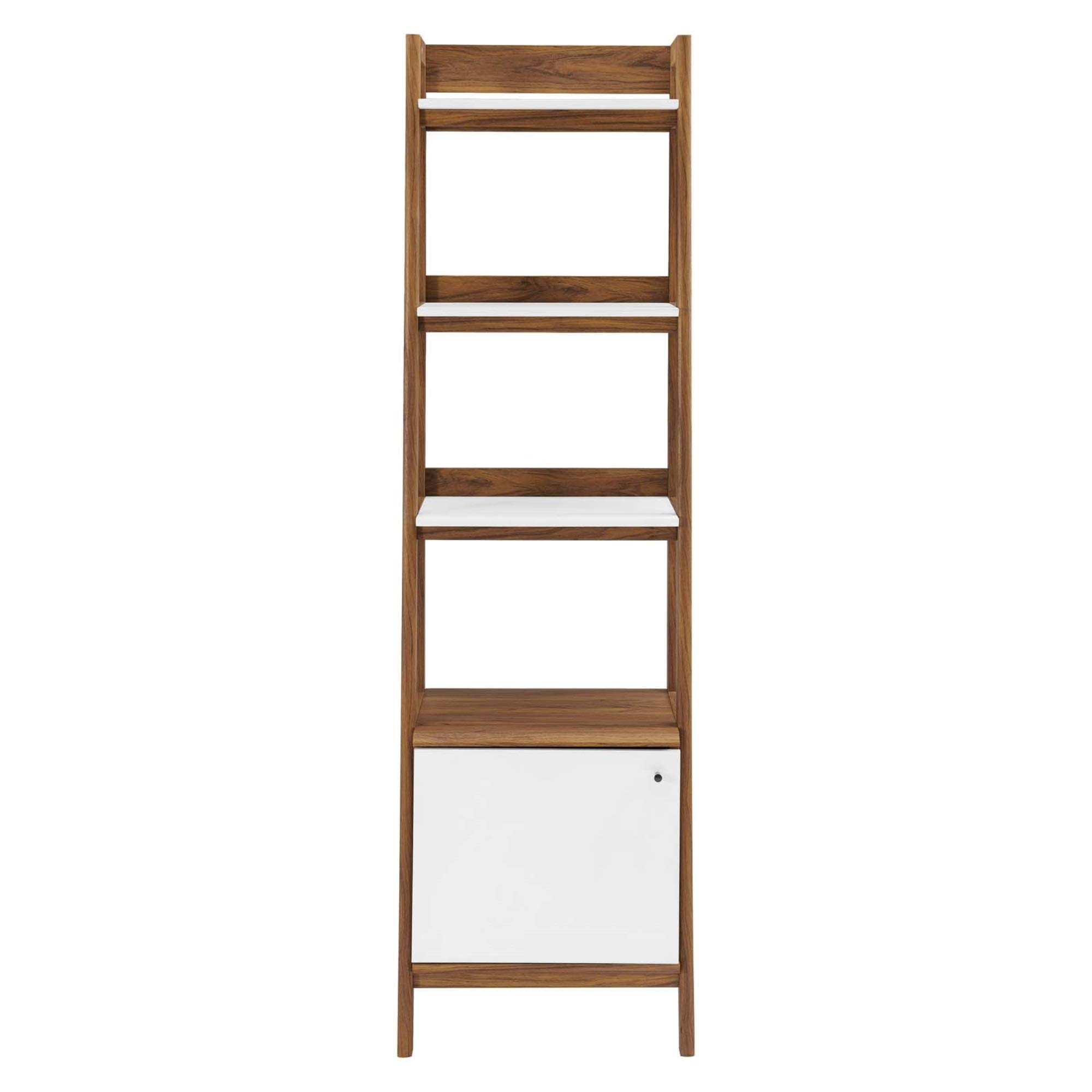 Ergode Bixby 21 Inch Walnut White Bookshelf - Modern Wooden Storage Shelf for Books, Decor & Display - Perfect for Living Room, Bedroom or Office Organization