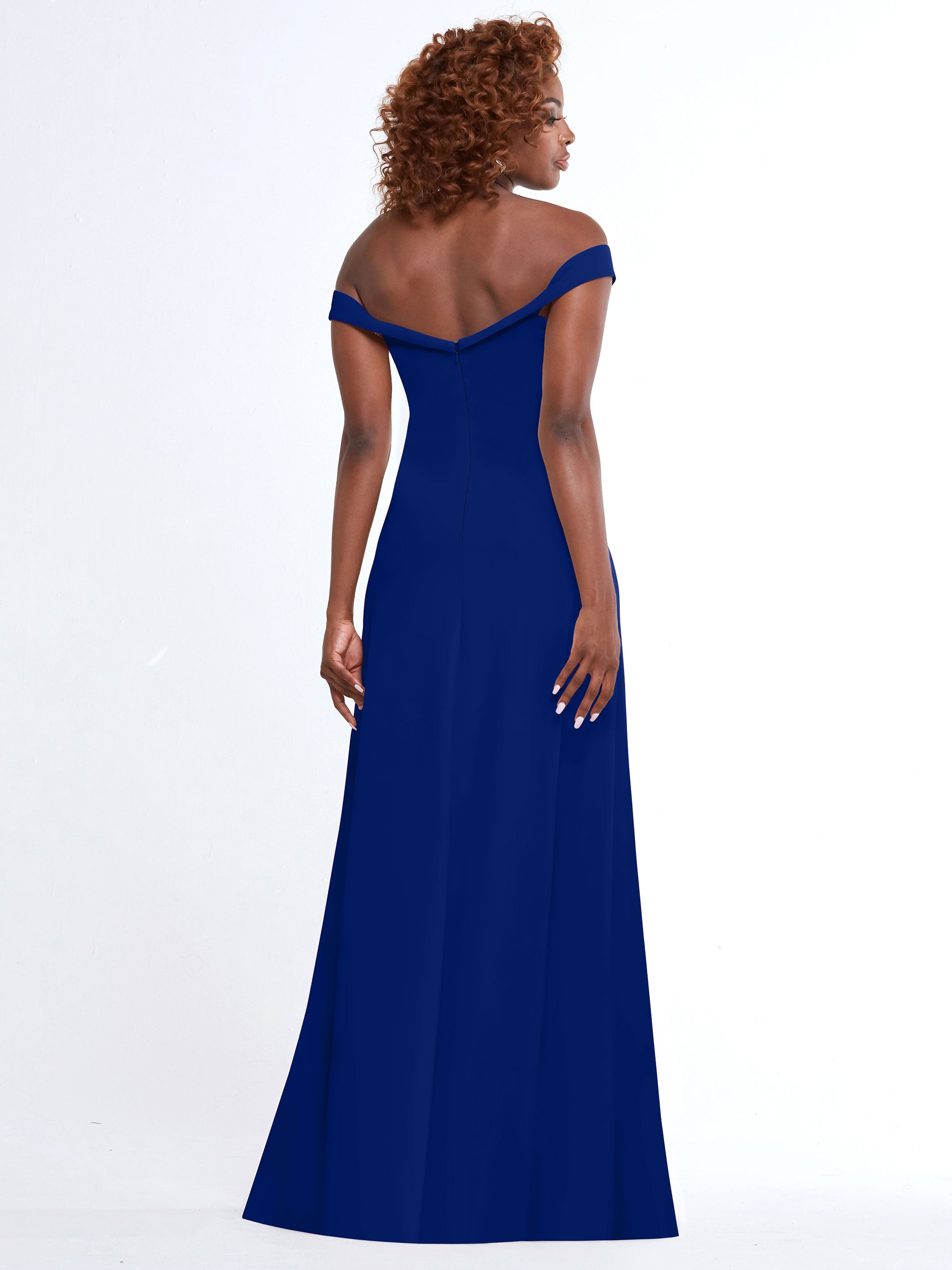 Elegant Off-The-Shoulder Double Knit A-Line Bridesmaid Dress 83050 - Perfect for Weddings, Formal Events & Special Occasions