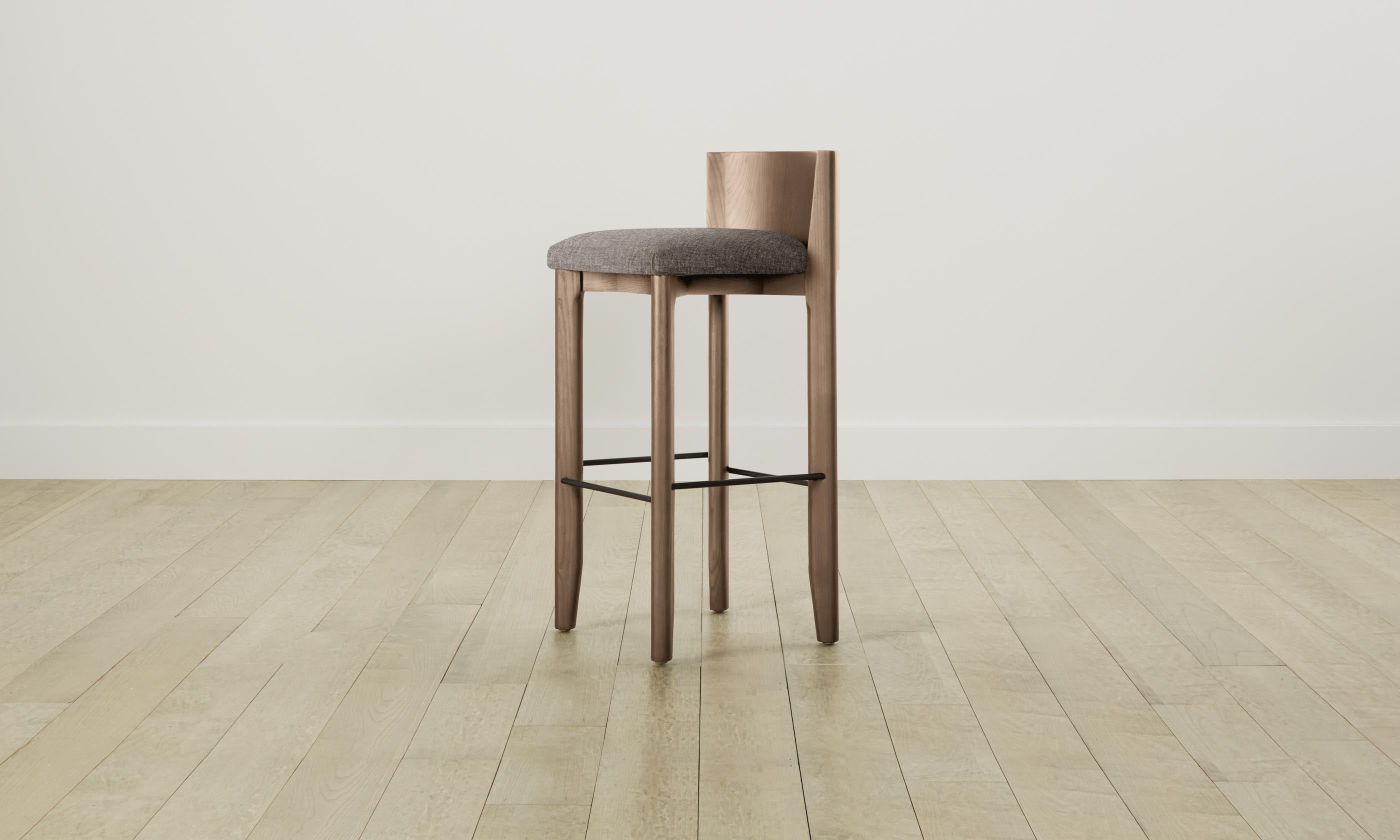 Premium Delancey Bar & Counter Stool with Heritage Belgian Linen Upholstery in Carob Brown - Perfect for Kitchen Islands, Breakfast Bars & Modern Dining Areas