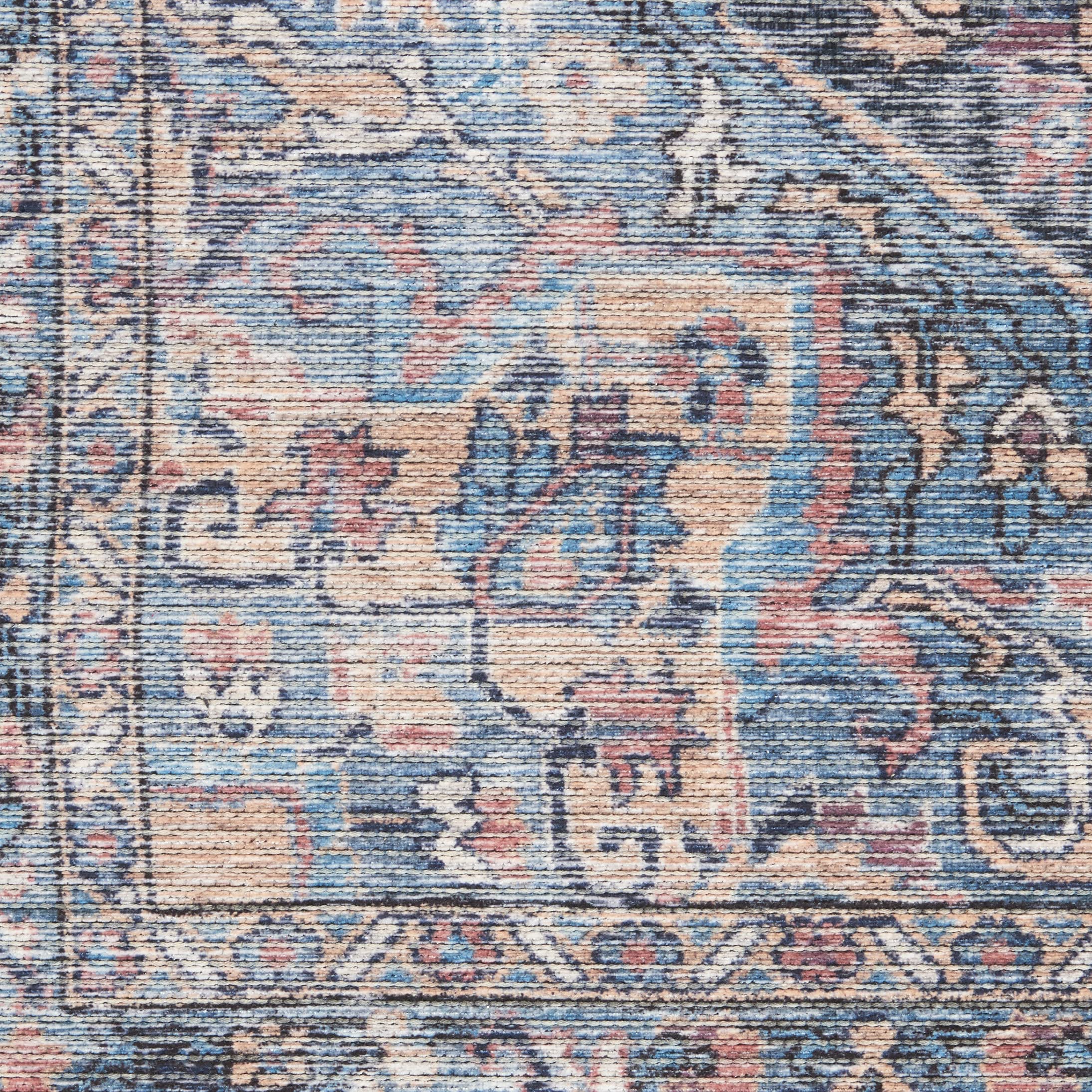 Nicole Curtis Machine Washable Bohemian Light Blue Multi 9'2