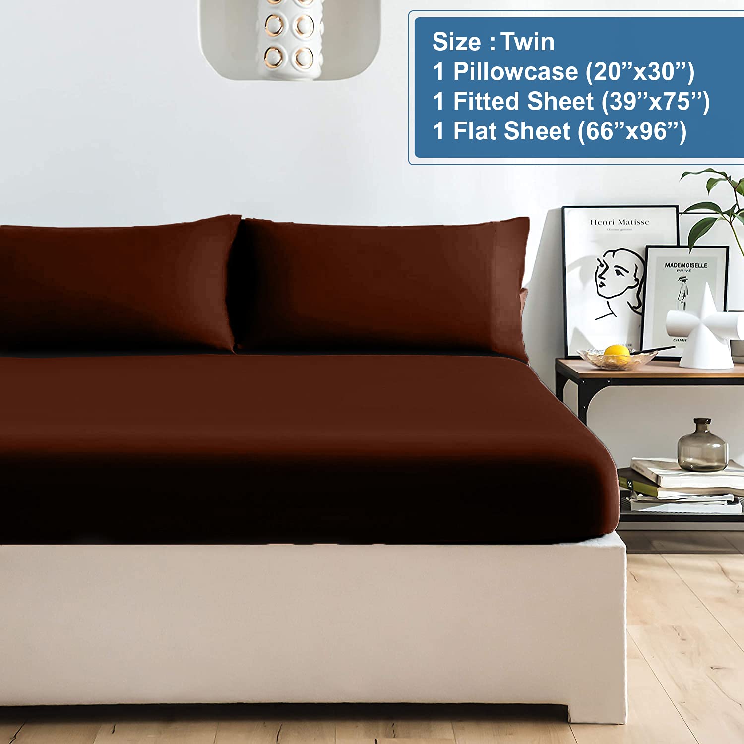 DAN RIVER Twin Jersey Sheet Set - 100% Cotton Luxury Bed Sheets | Ultra Soft T-Shirt Material | All Season Comfort | Deep Pocket Fits Mattress Up to 16
