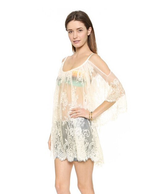 Women's White Lace Beach Cover Up Dress - Lightweight Pareo Swimsuit Coverup for Pool, Vacation & Summer Outfits | Swimwear Accessory for Beach, Resort & Tropical Getaways