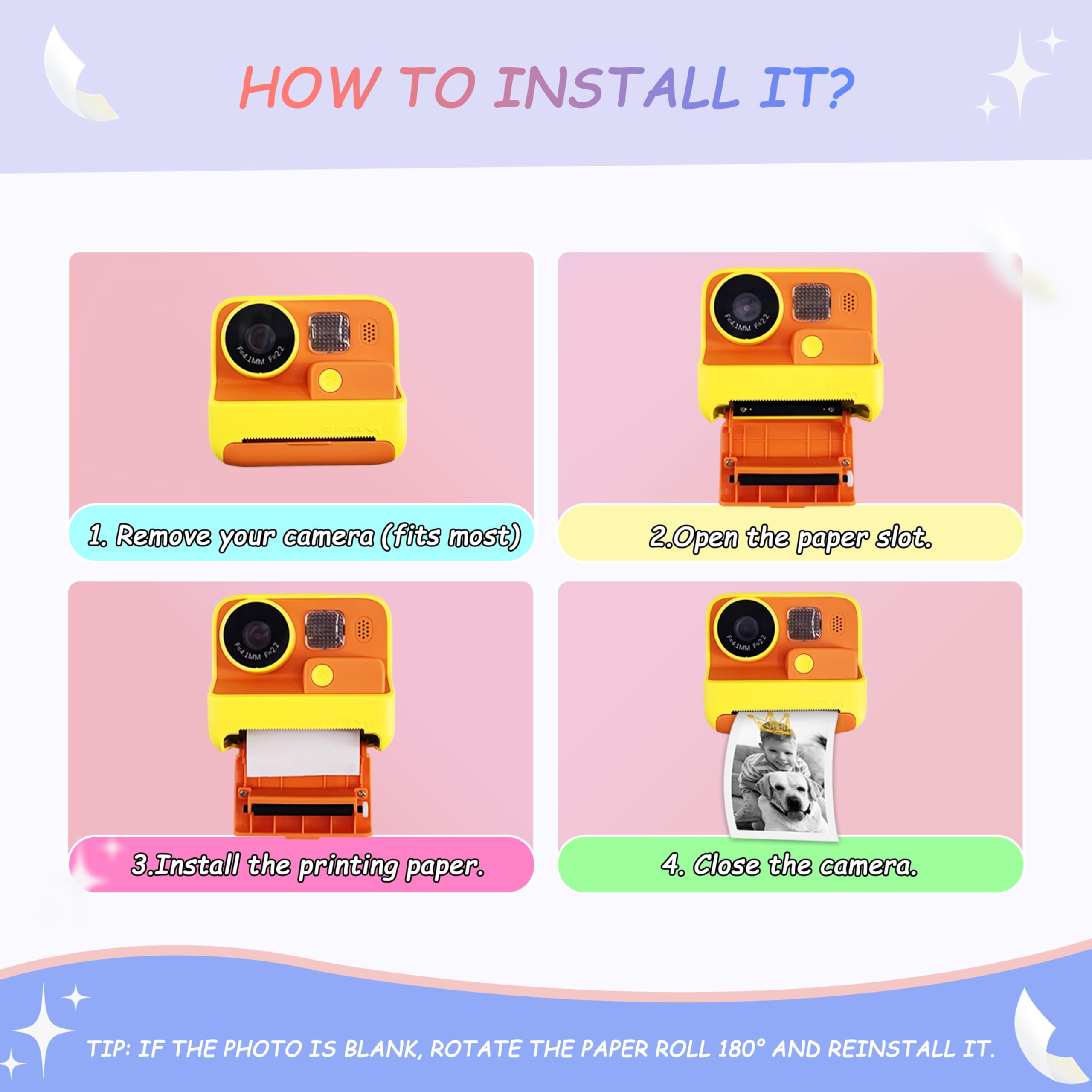 MIARALA 5-Pack Instant Print Camera Refill Paper for Kids - HD Photo Paper Compatible with Kidizoom & Most Children's Instant Cameras - Perfect for Birthday Parties, Travel Memories & Creative Projects