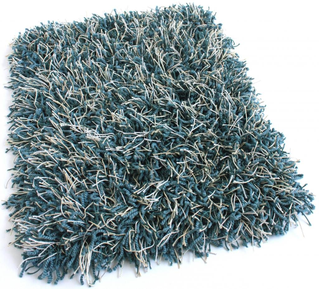 KOECKRITZ 3' Round Peacock Blue Shaggy Indoor Area Rug - Soft Plush Carpet with Premium Bound Polyester Edges for Living Room, Bedroom & Nursery Decor
