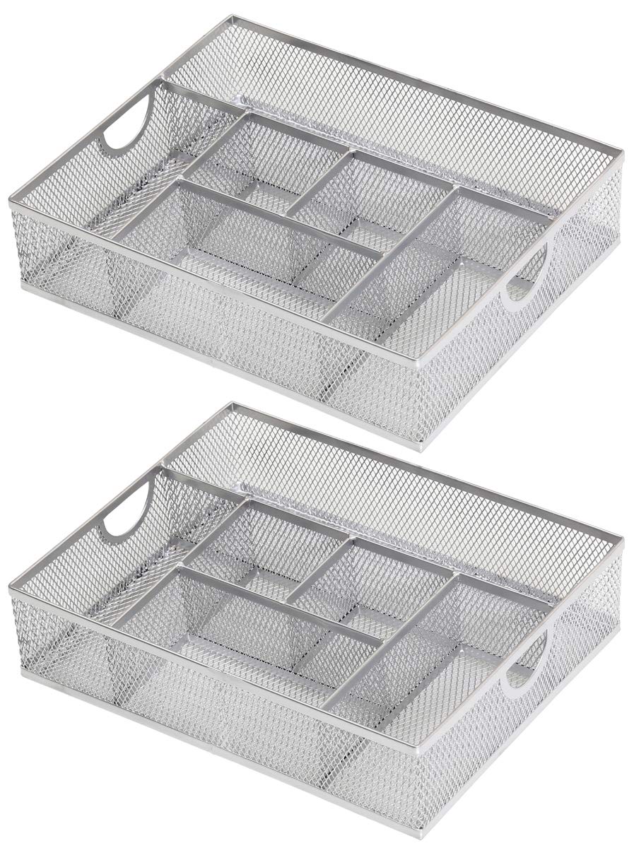 YBM HOME 2-Pack Stainless Steel Mesh Cosmetic Organizer - Makeup Storage for Brushes, Pencils & Accessories - Vanity, Bathroom & Dresser Counter Organizer - Perfect for Beauty Salon, Home Decor & Gift Giving