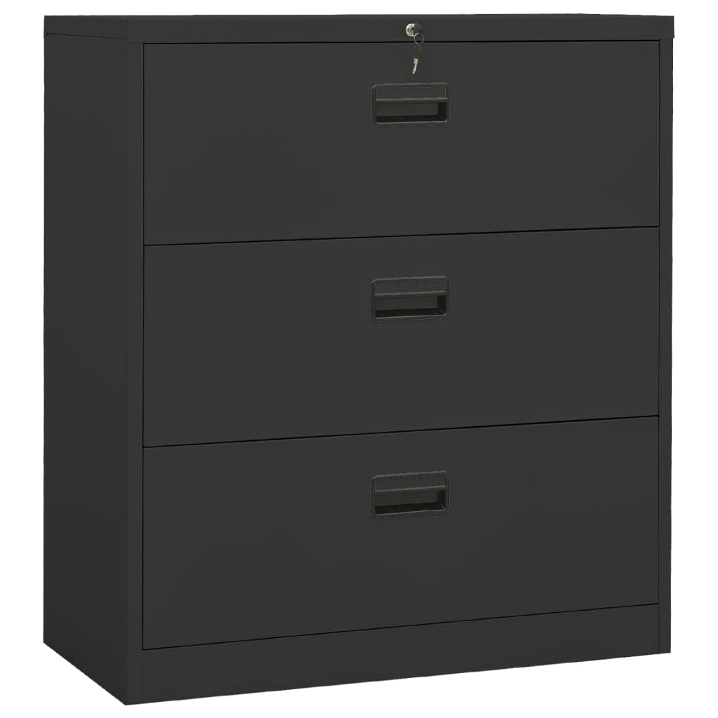 CHARMMA 3-Drawer Steel Filing Cabinet - Secure Lockable Storage for A4 Legal/Letter Size Documents - 35.4