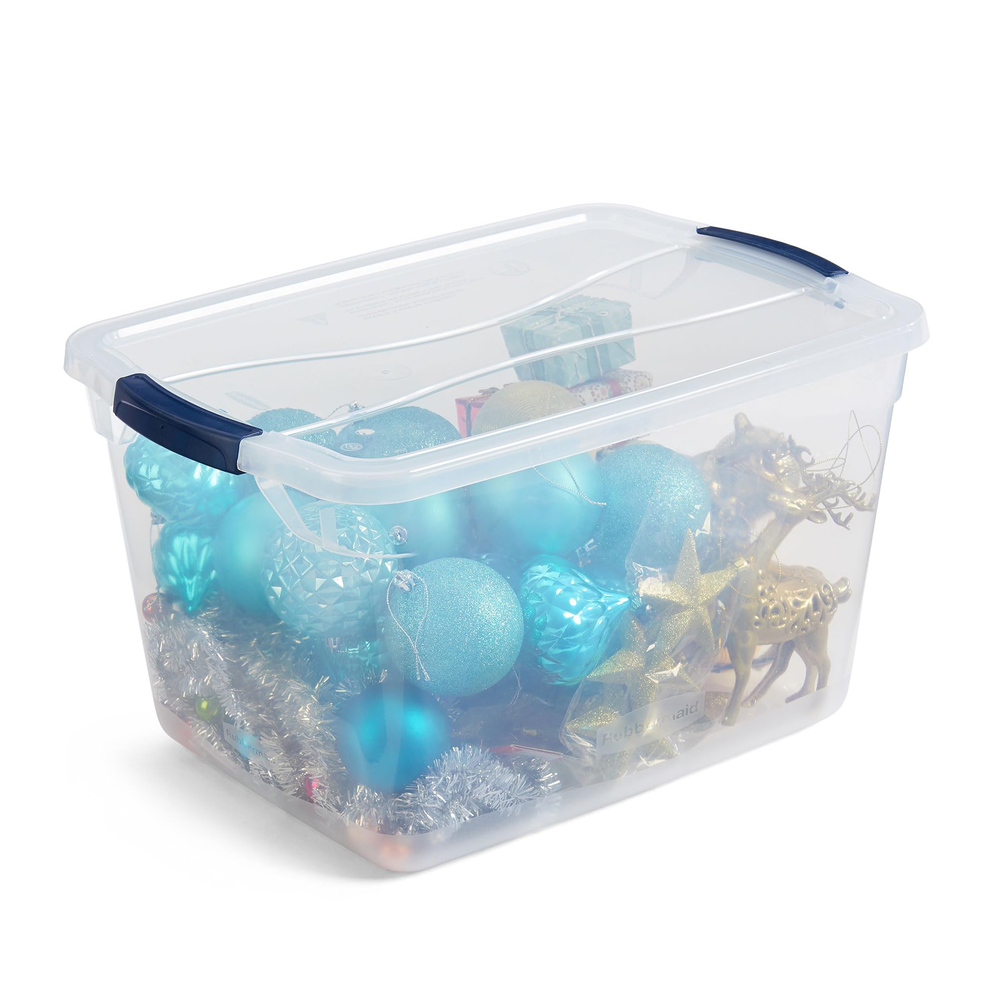 Rubbermaid CleverStore 32 Qt Clear Plastic Storage Containers - 12 Pack Stackable Bins with Secure Latching Lids for Home Organization | Perfect for Closet, Laundry Room, Pantry & Garage Storage | Durable Visible Storage Solution