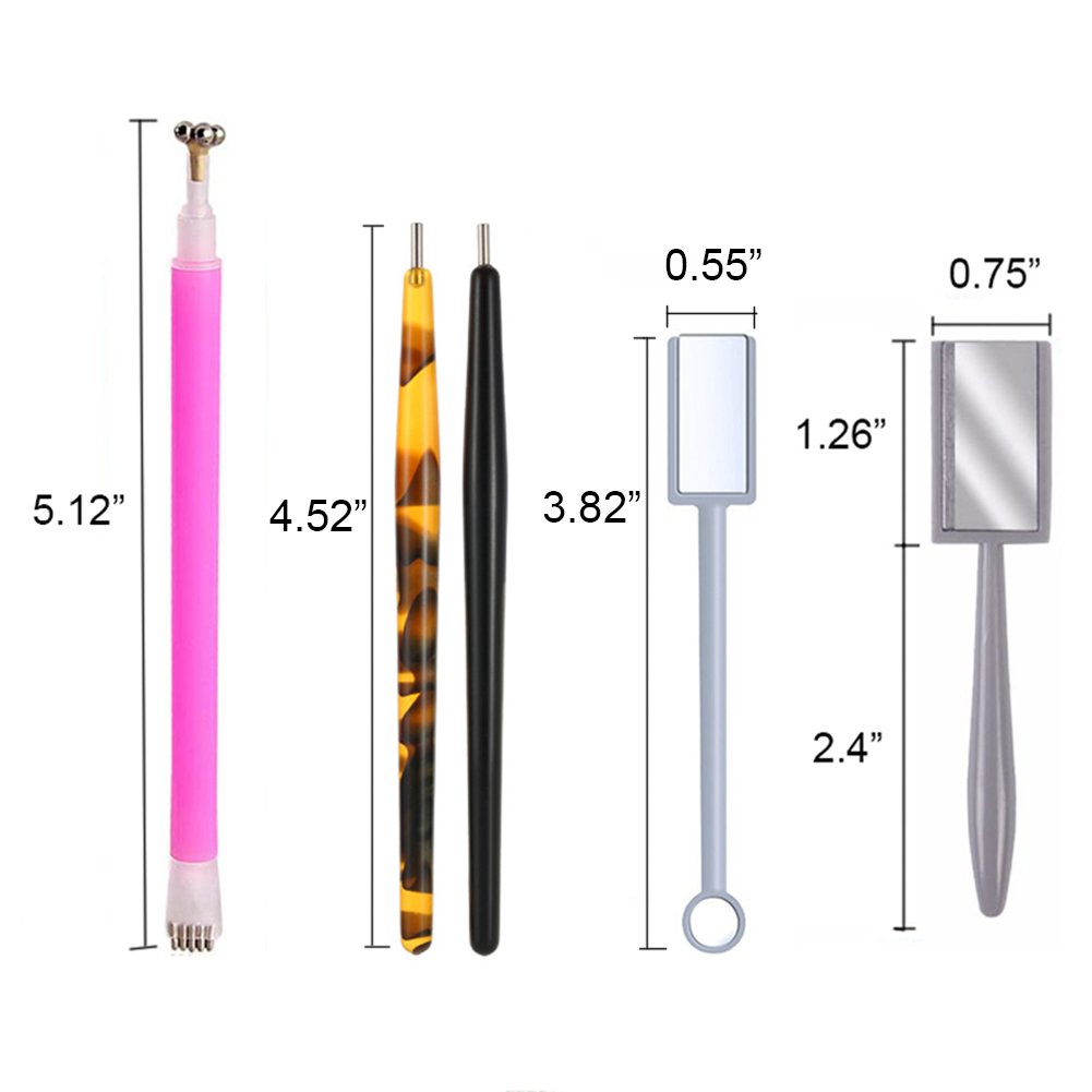 WOKOTO 5Pcs Professional Nail Art Magnet Tool Set - Double Head Flower Design Magnetic Pens & Strong Magnet Stick for Cat Eye Gel Polish - Perfect for Salon & Home Manicures (MJB076)