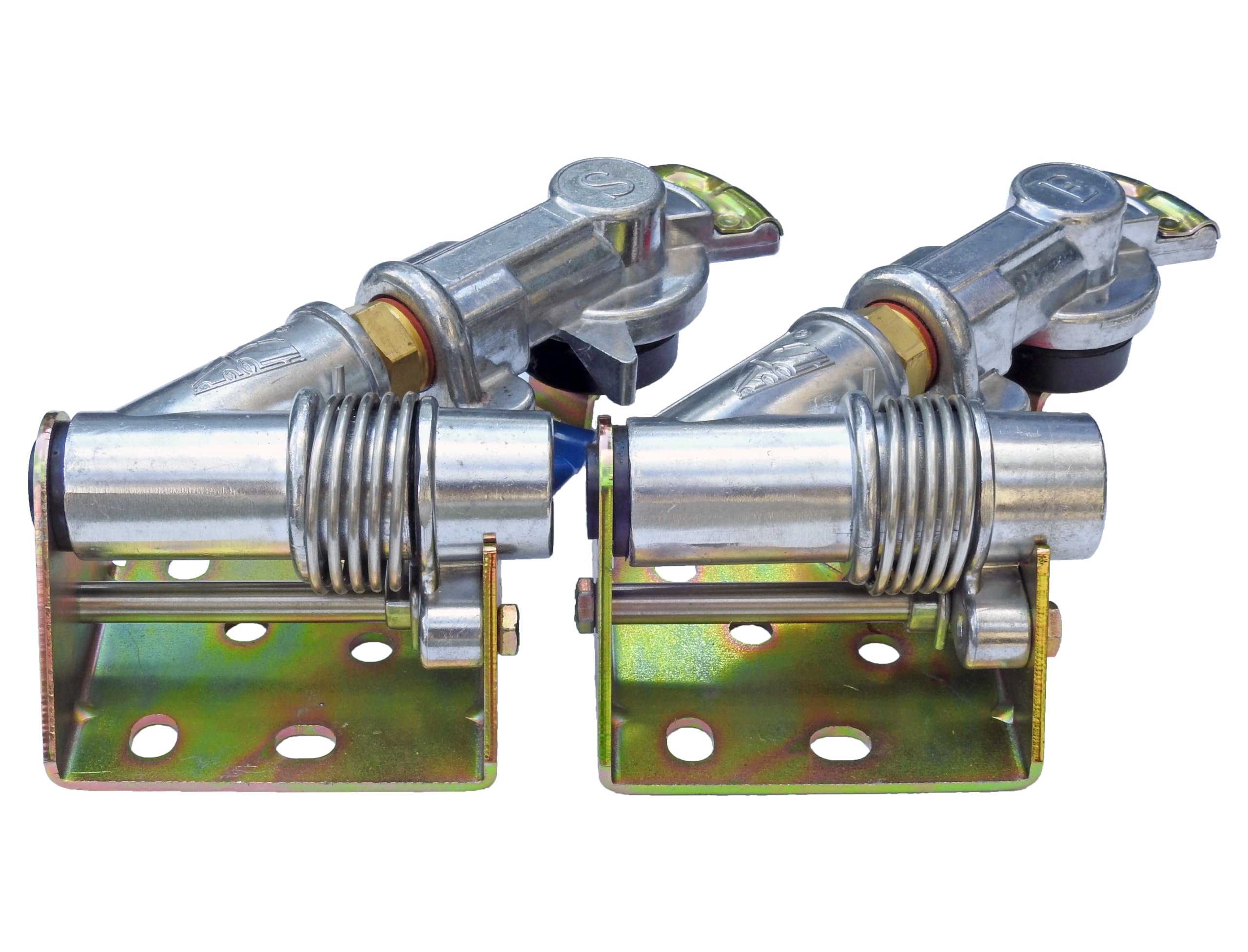 Red & Blue Angle Mount Swinger Gladhands for Tractor Trailer - Heavy Duty Truck Air Brake Couplers - Emergency & Service Line Connectors for Semi Trucks & Commercial Vehicles
