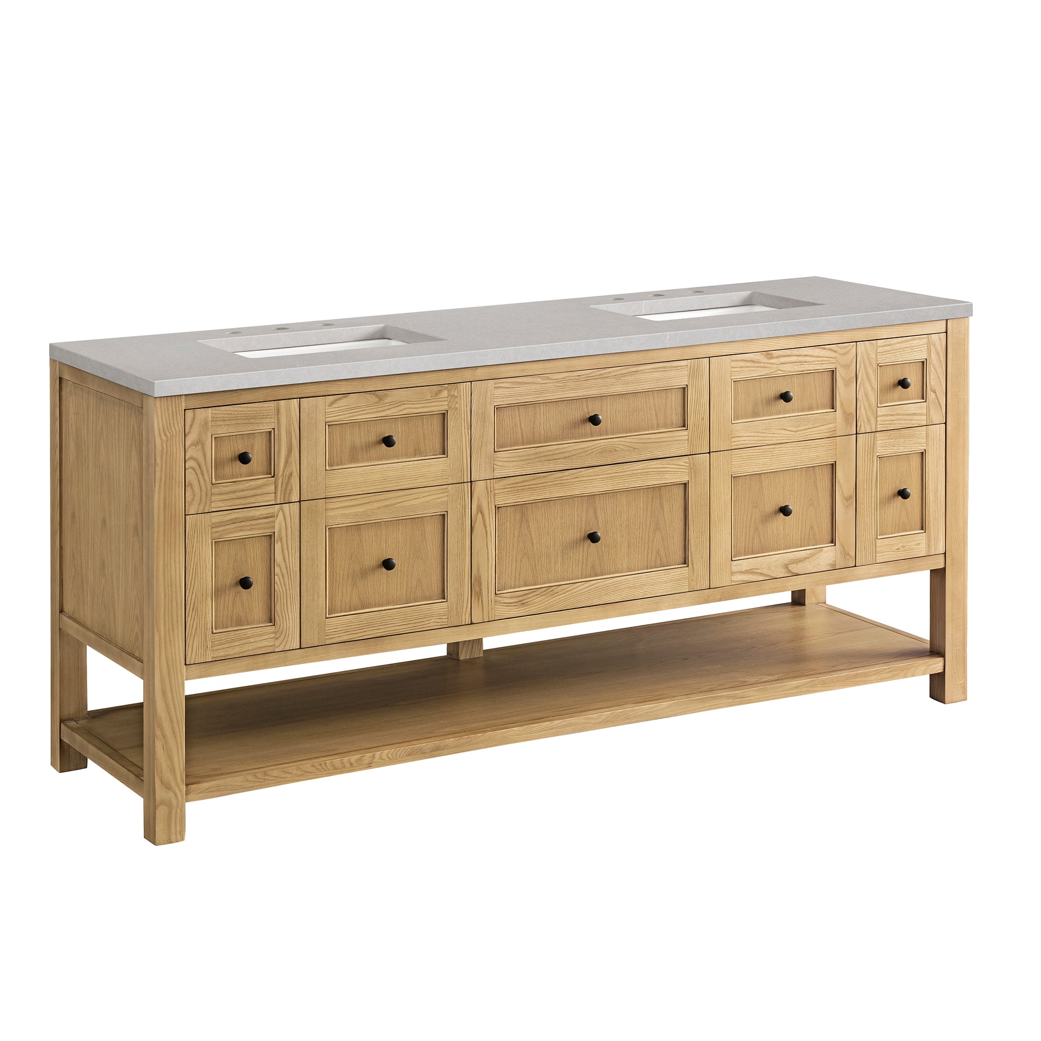 Breckenridge 72-Inch Double Vanity with Light Natural Oak Finish & 3CM Eternal Serena Top – Perfect for Modern Bathroom Renovations
