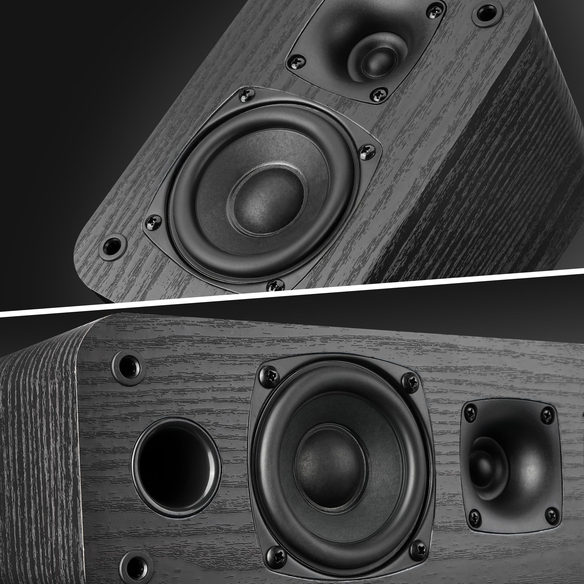 Saiyin 5.0 Home Theater System - 100W HiFi Surround Sound Speakers with Stereo & Classic Retro Wood Grain Design | Compatible with TV, PC, Amplifier or Receiver (Passive, Wired Not Included) | Perfect for Movie Nights, Gaming & Music Listening
