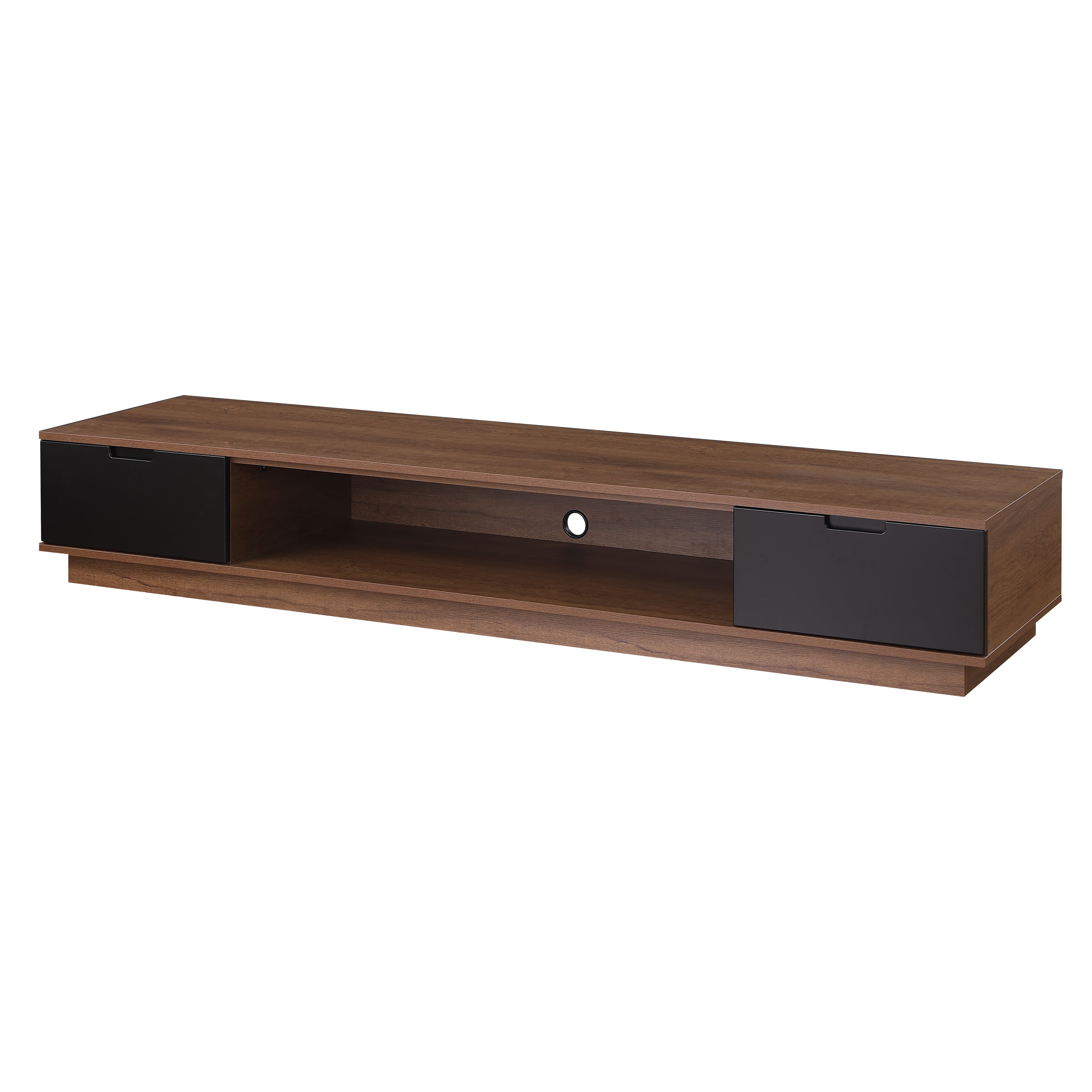 Taurs Dark Oak Rio Entertainment Center - 2200mm Low Line TV Cabinet & Media Storage Unit for Living Room, Home Theater, and Gaming Setup
