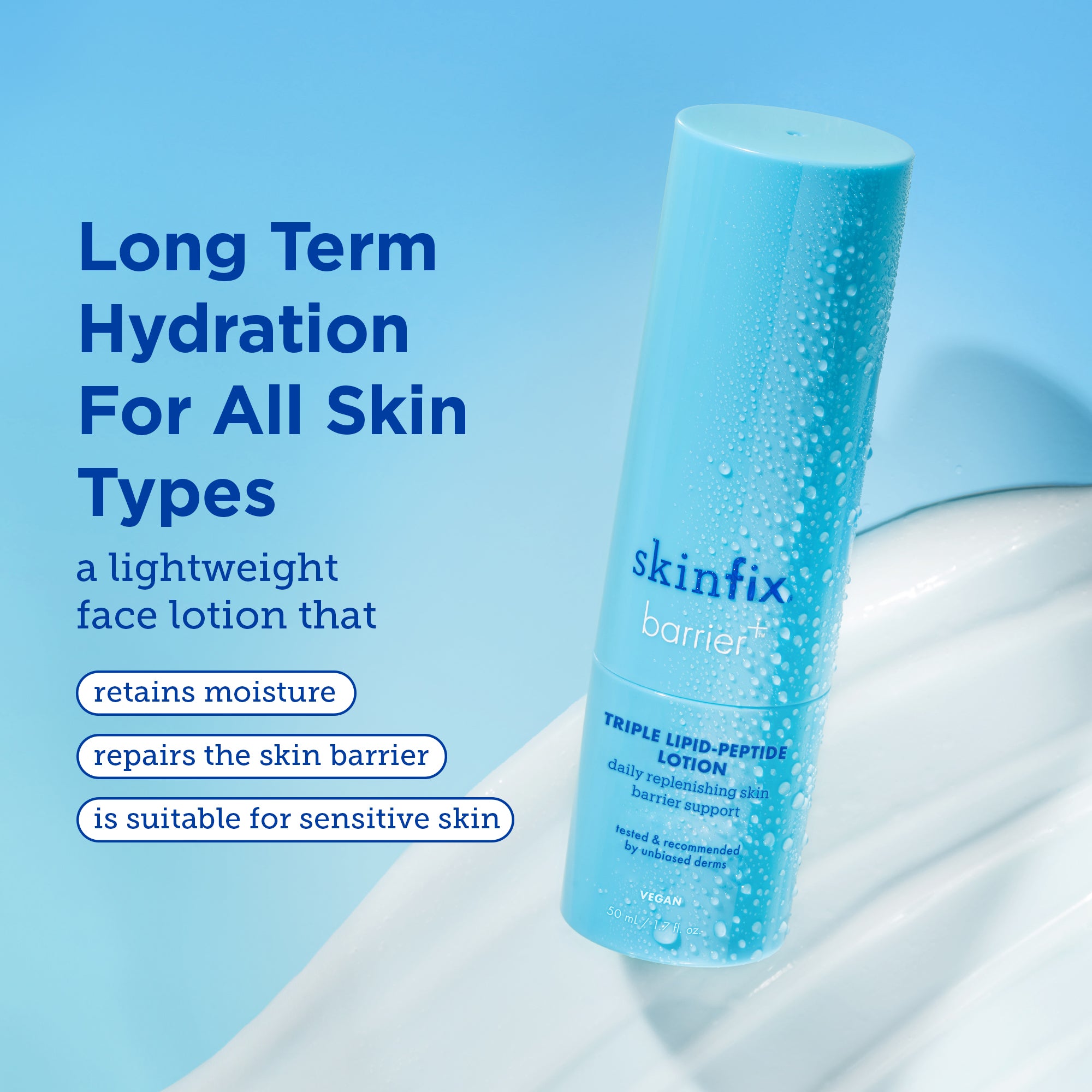 Barrier+ Triple Lipid Peptide Lotion - Deep Hydrating Face Moisturizer for Dry & Sensitive Skin | Anti-Aging & Skin Barrier Repair | Day & Night Use for Radiant Complexion