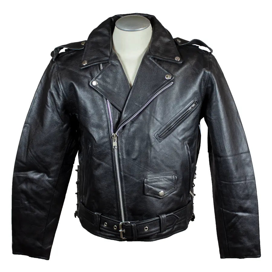 Open Road Men's Classic Black Leather Motorcycle Jacket – Vintage Biker Style for Riding & Casual Wear – Perfect for Motorcycle Enthusiasts & Fashion Lovers
