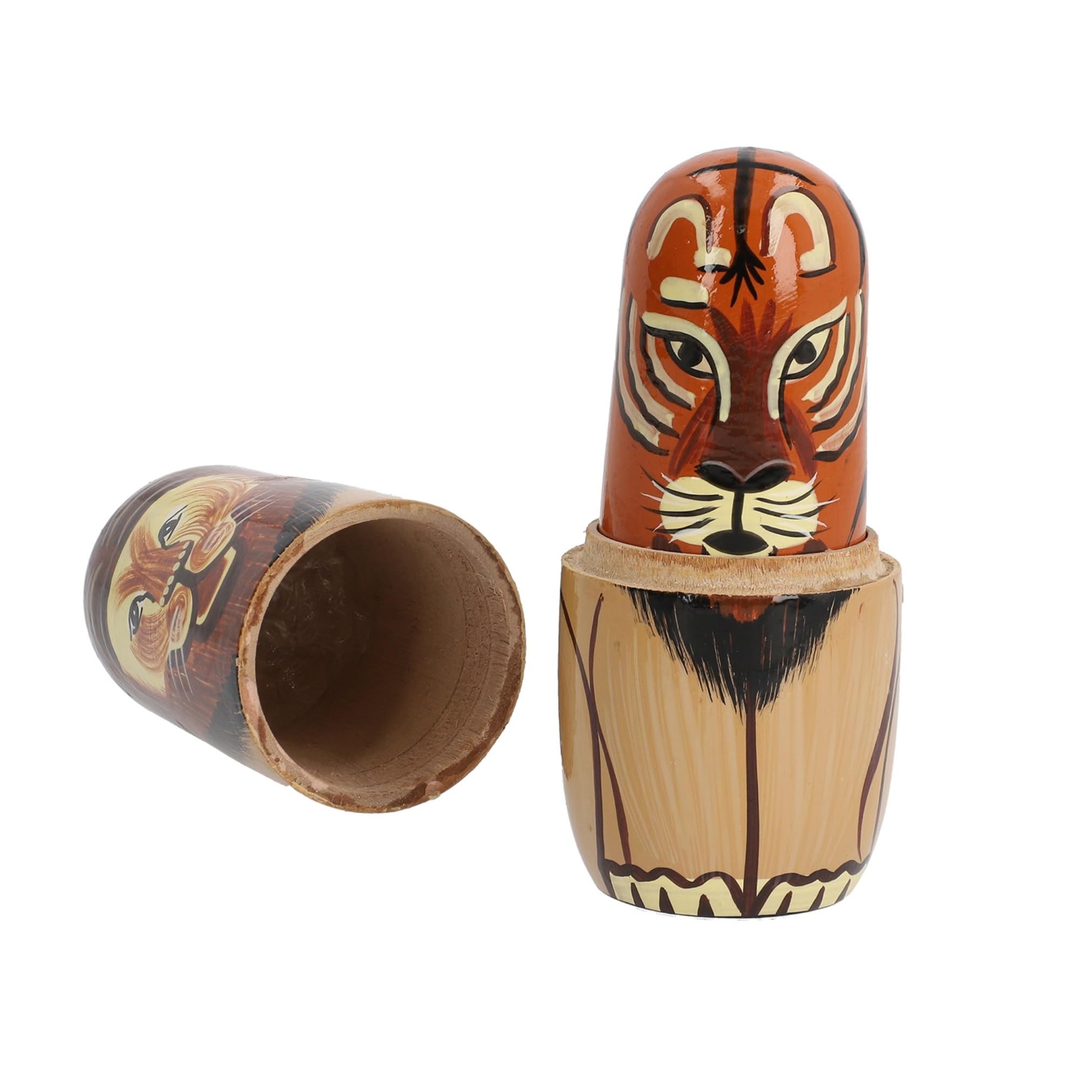 Hand-Painted Wooden Lion Nesting Dolls Set of 5 - Eco-Friendly Kids Toys, Unique Handmade Russian Stacking Dolls for Children's Birthday Gifts & Home Decor | Perfect for Playtime, Nursery Decor, and Cultural Education