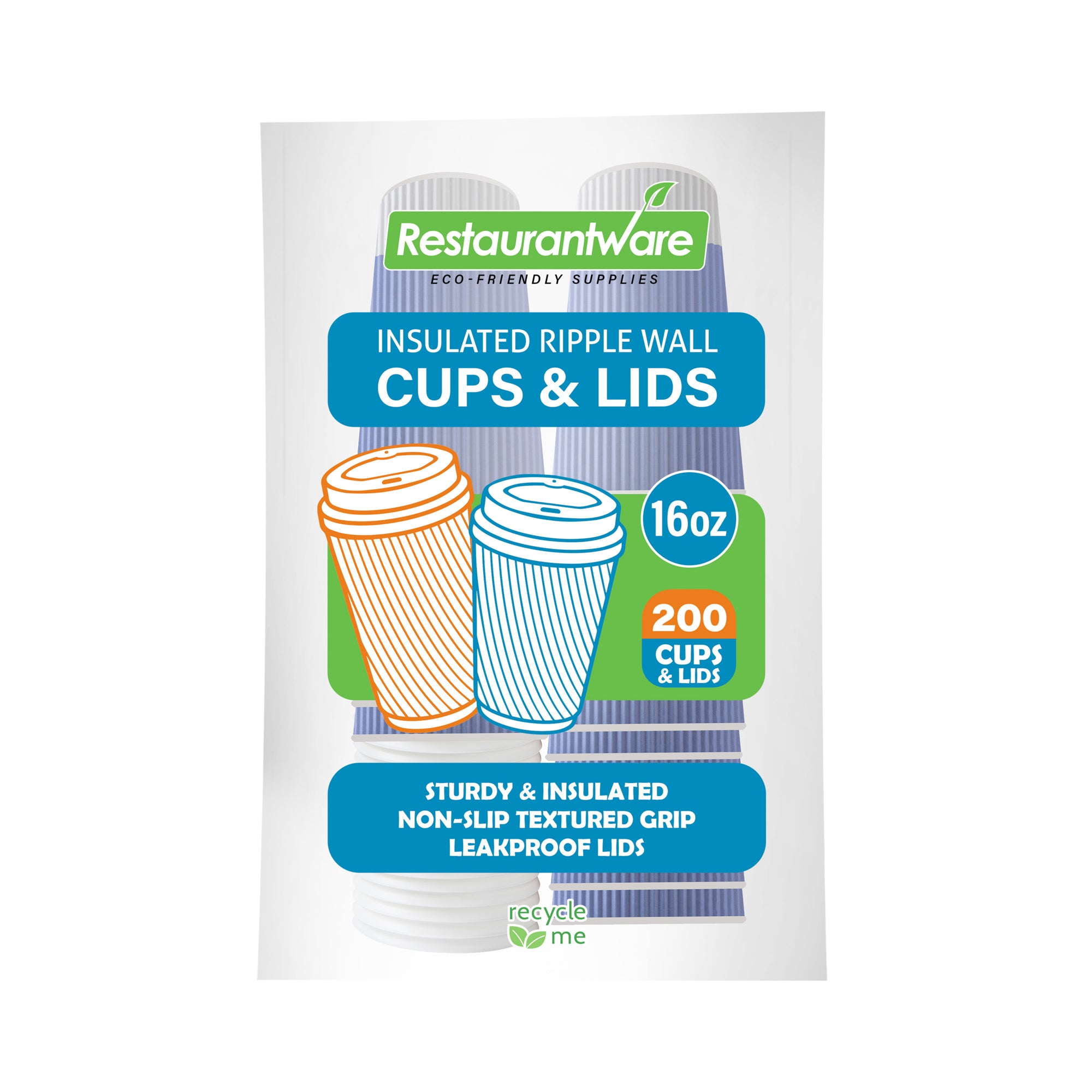 16 oz Light Purple Ripple Wall Disposable Coffee Cups with White Lids - 200 Count Bulk Pack (3.5