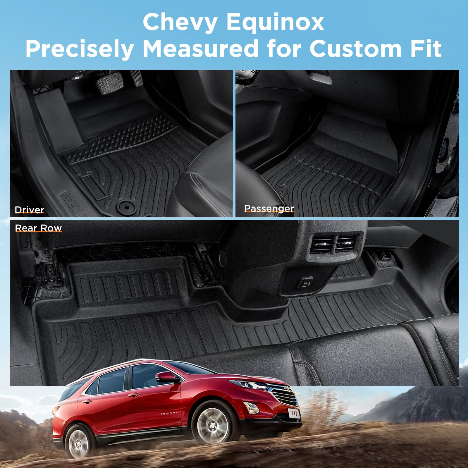 Premium All-Weather Floor Mats & Cargo Liner for Chevy Equinox 2018-2024 & GMC Terrain 2018-2024 - Waterproof Trunk Mat, Custom Fit Interior Accessories - Perfect for Road Trips, Daily Commute & Outdoor Adventures