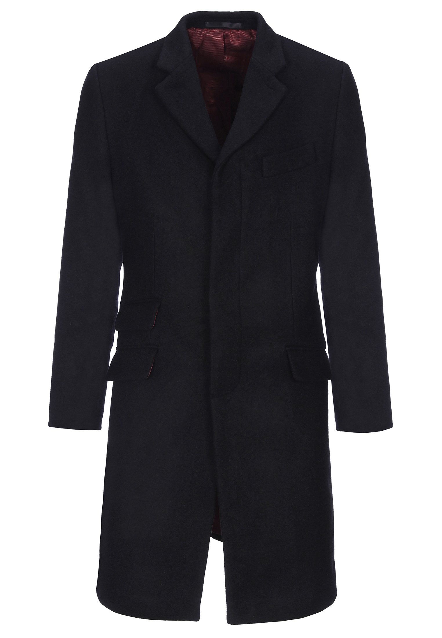 London Men's Black Walesby Overcoat Size 48 - Classic Wool Winter Coat for Business, Formal & Office Wear