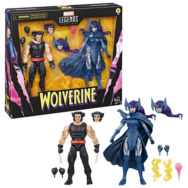 Marvel Legends Wolverine and Psylocke 2-Pack Action Figures - 50th Anniversary Edition | Collectible Superhero Toys for Display & Gifts | Marvel X-Men Comics Fans