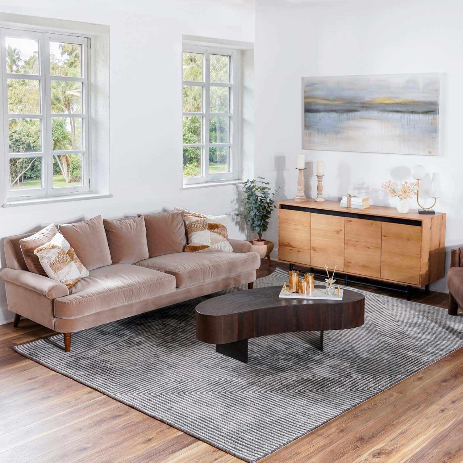 Hauteloom Allston Modern Area Rug 3' x 5' - Soft Gray & Blue Living Room Rug - Non-Slip Bedroom Carpet for Home Decor - Perfect for Cozy Spaces & Family Gatherings