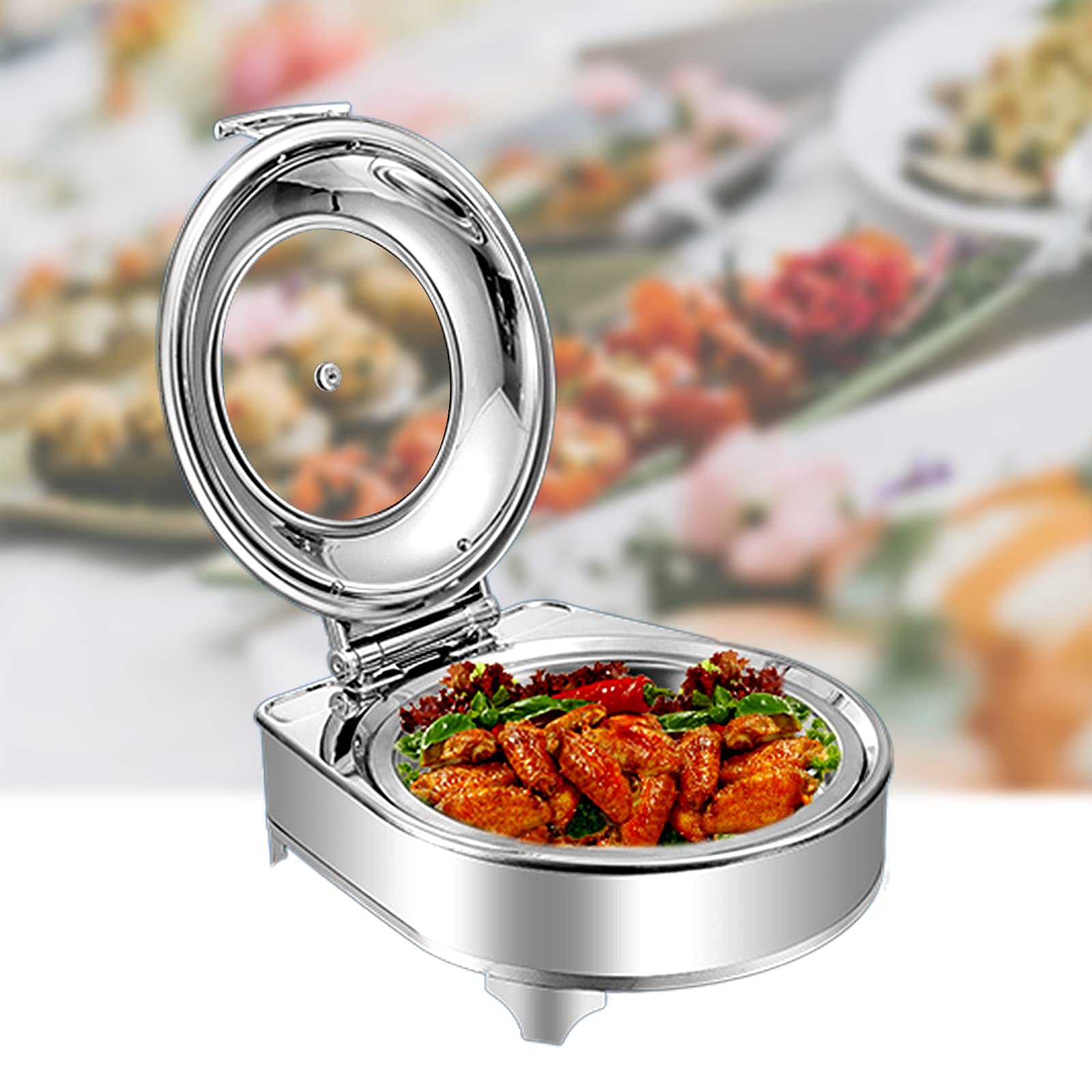 Electric Food Warmer Buffet Server - 6L Stainless Steel Chafing Dish with Clear PC Lid & Food Clip | Professional Catering Equipment for Buffets, Parties, Weddings & Outdoor Events