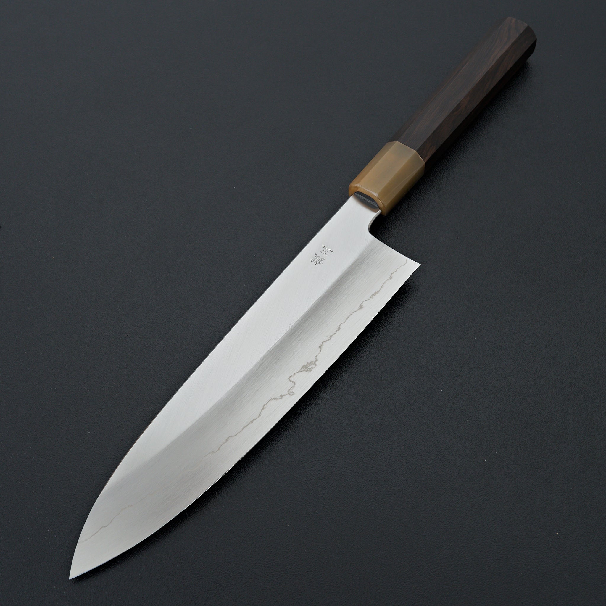 Premium Hitohira Kikuchiyo Ren Silver #3 Gyuto 210mm Japanese Chef Knife with Ebony Wood Handle - Perfect for Sushi, Meat Cutting & Professional Kitchen Use
